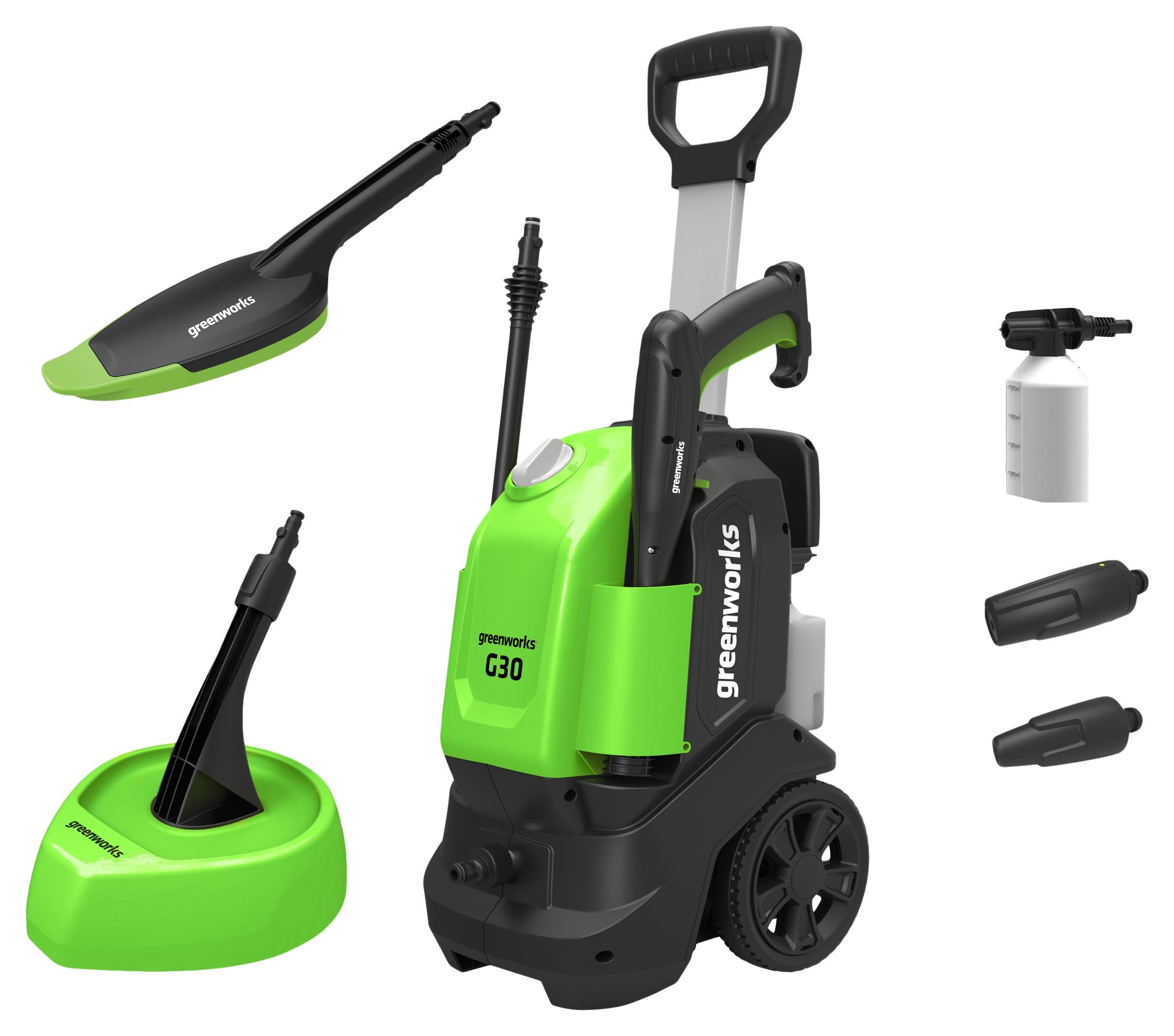 Image of Greenworks Electric G30 Pressure Washer with Patio Head & Wash Brush