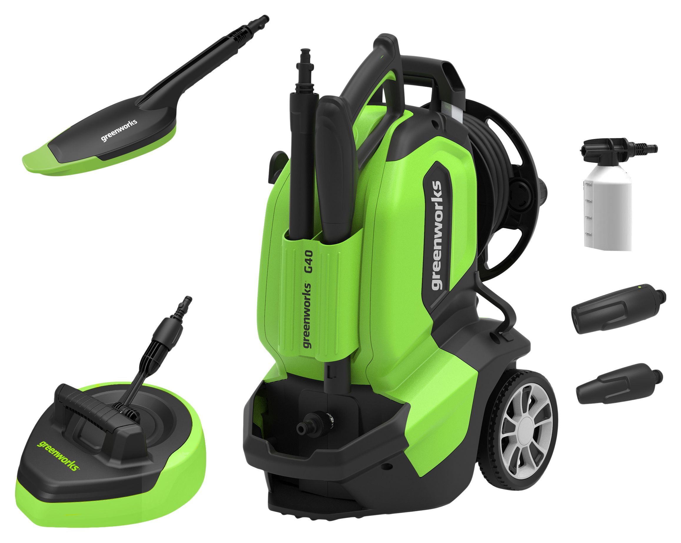 Image of Greenworks Electric G45 Pressure Washer with Patio Head & Brush