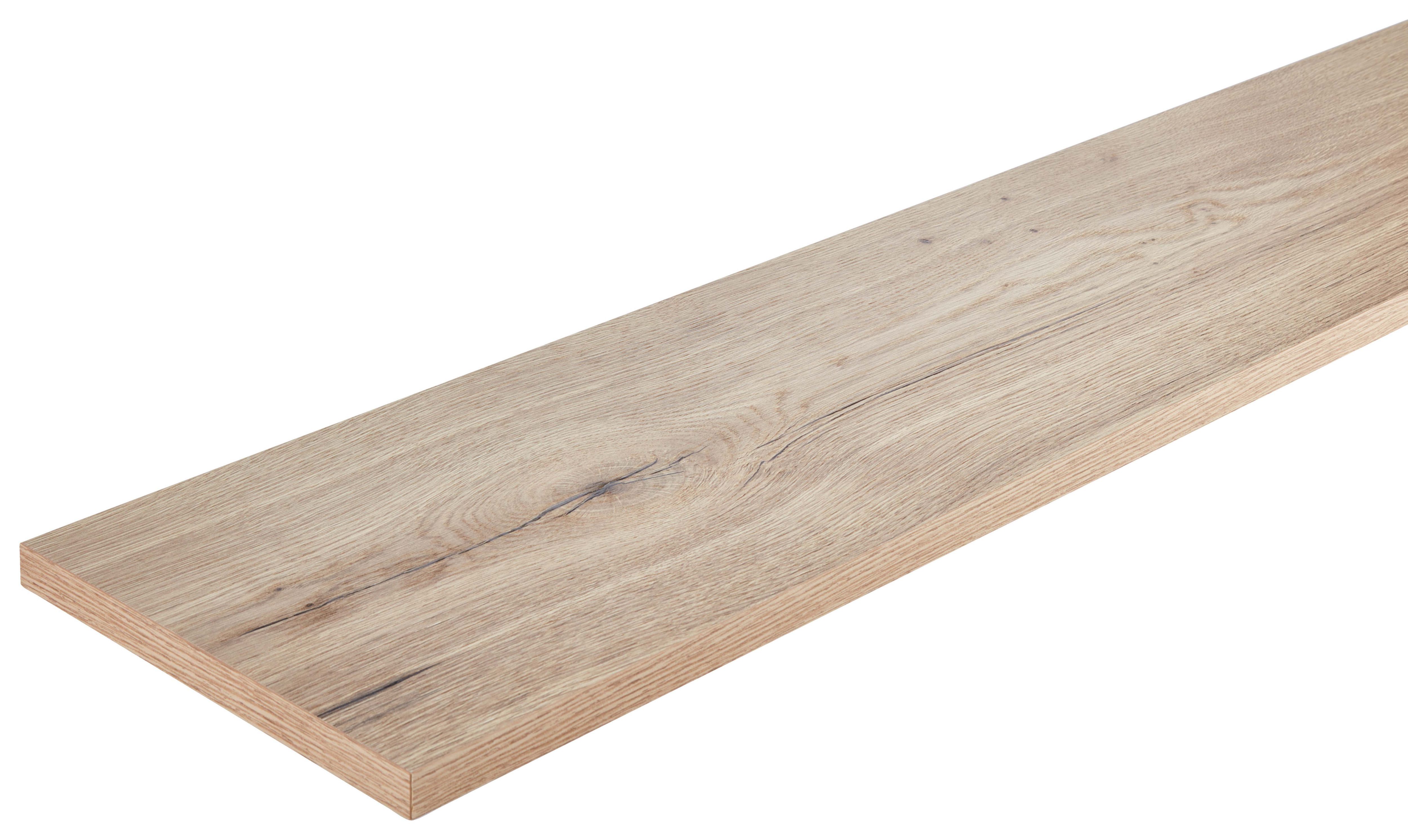 Image of Wickes MFC Embossed Oak Shelf - 18 x 305 x 1200mm