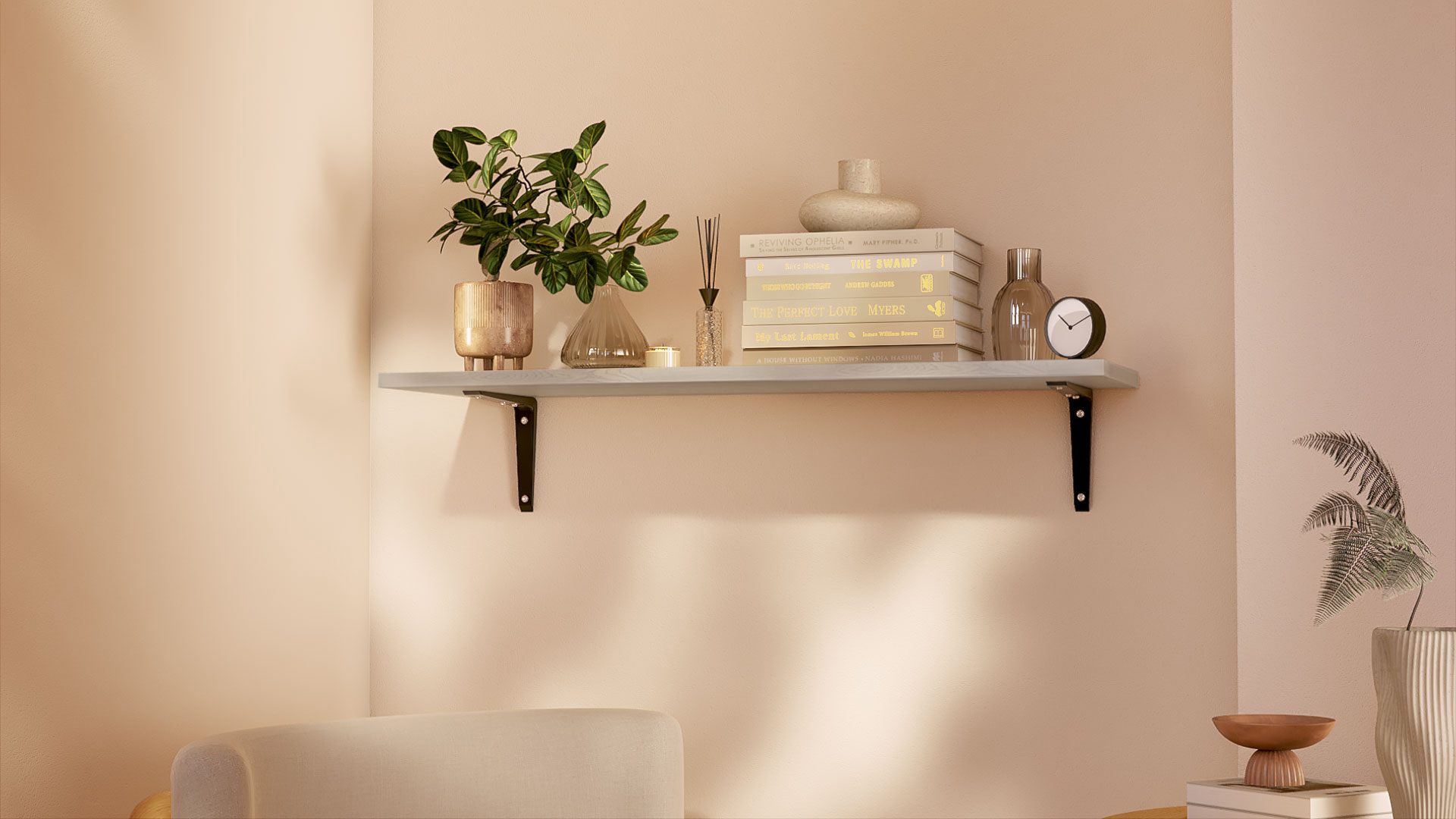 Image of Wickes MFC Grey Clubhouse Oak Shelf - 18 x 305 x 900mm