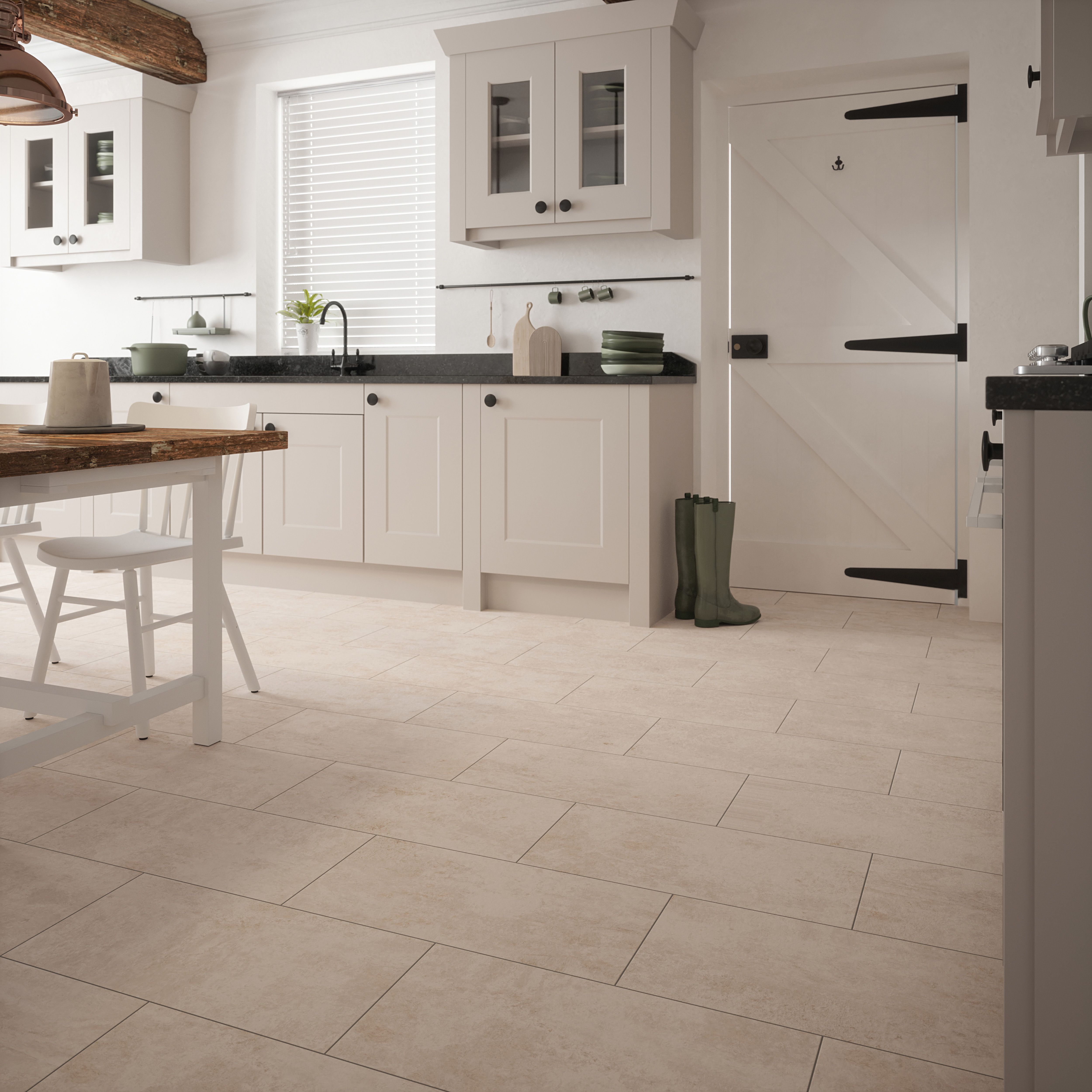 Image of Wickes City Stone Beige Ceramic Wall and Floor Tile 600 x 300mm