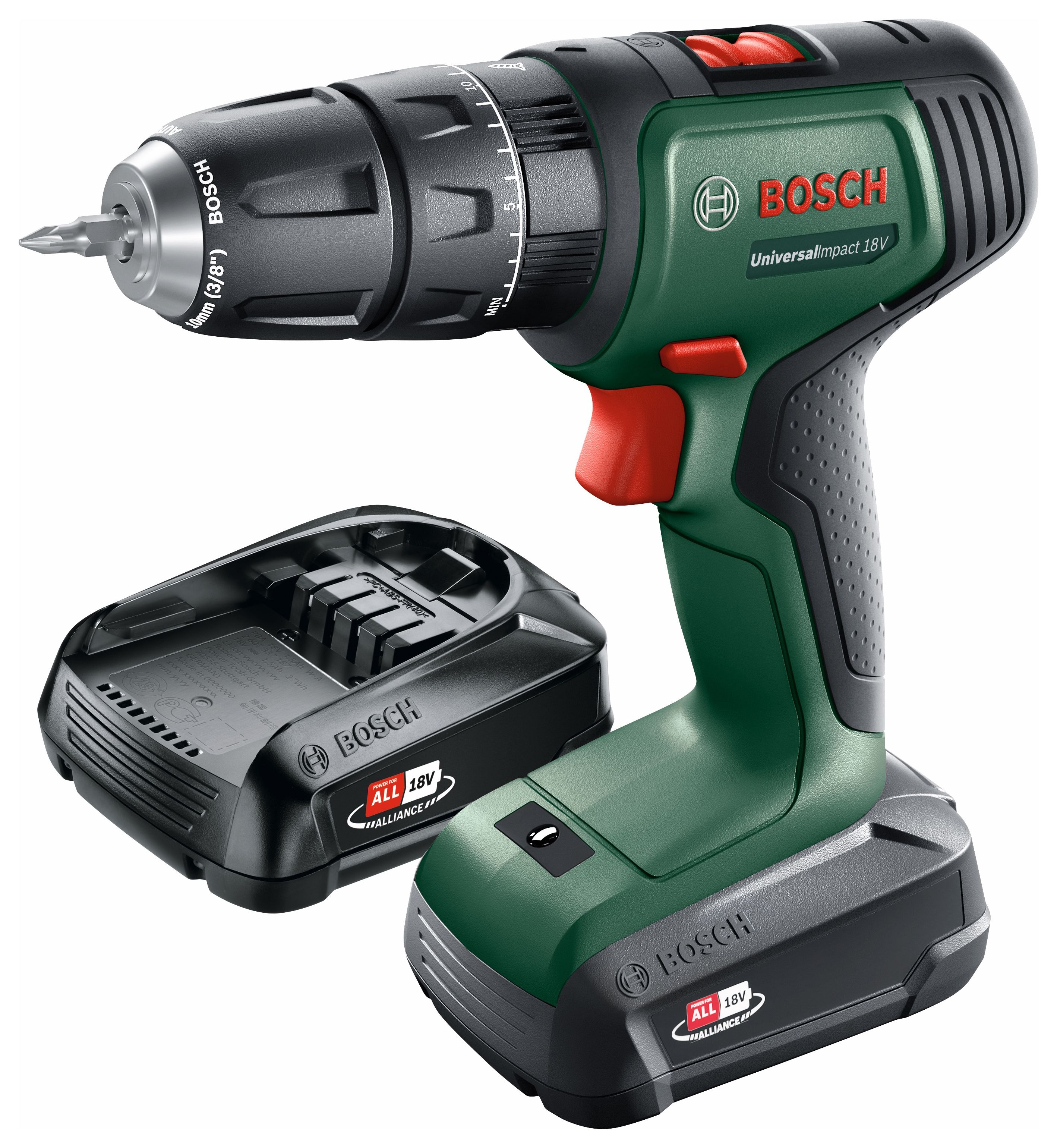 Image of Bosch Universal Impact 18V 2 x 1.5Ah Cordless Combi Drill