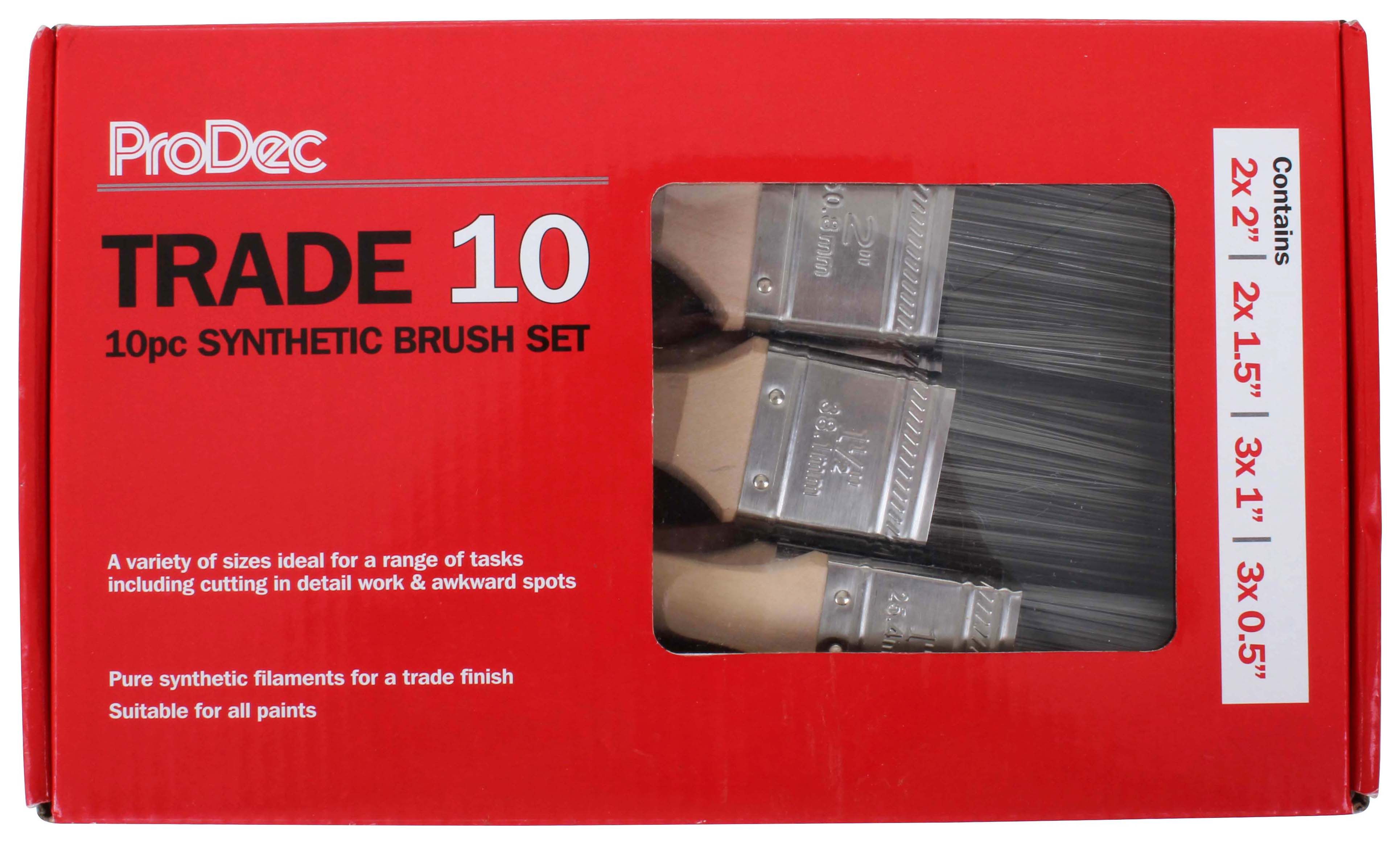 Image of Prodec Trade 10 Synthetic Paint Brush Set - Pack of 10