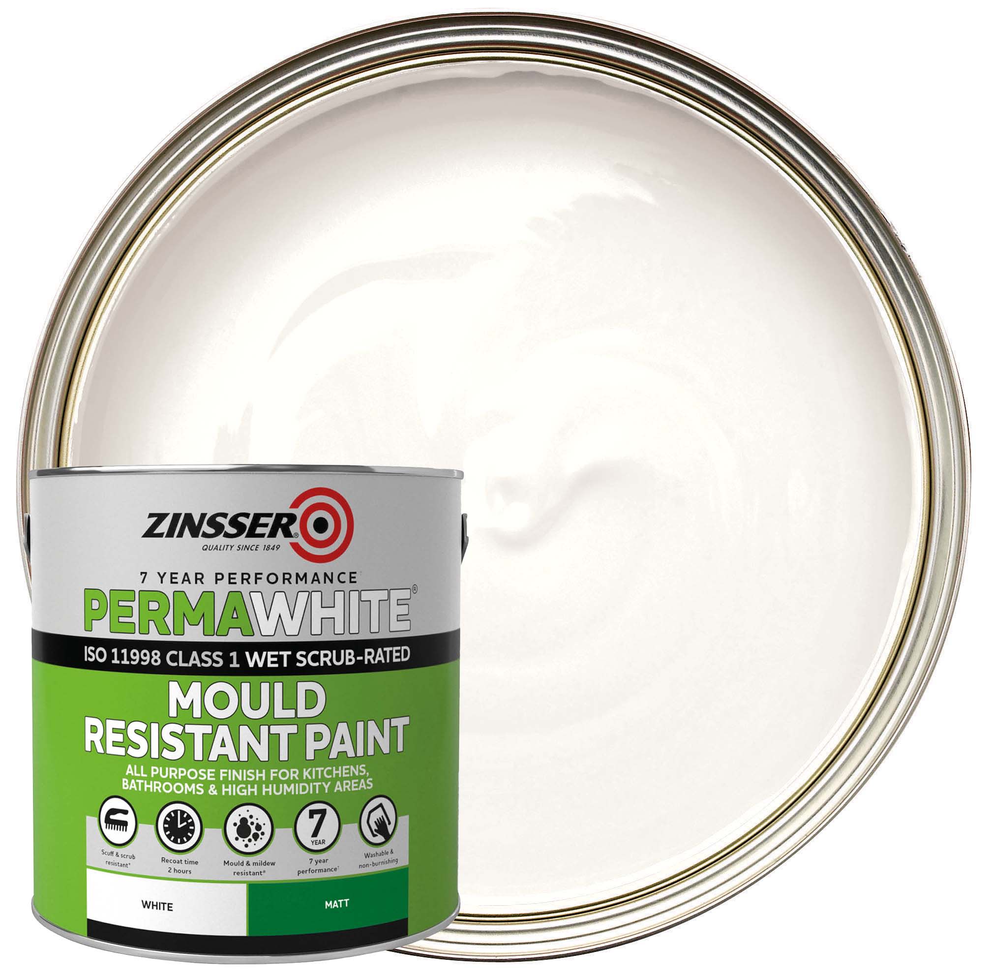 Zinsser PermaWhite Matt Mould Paint 2.5L Wickes.co.uk