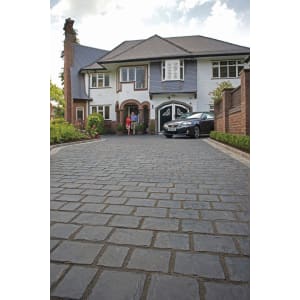 Marshalls Drivesys Split Stone Textured Basalt Driveway Block Paving Pack Mixed Size - Sample