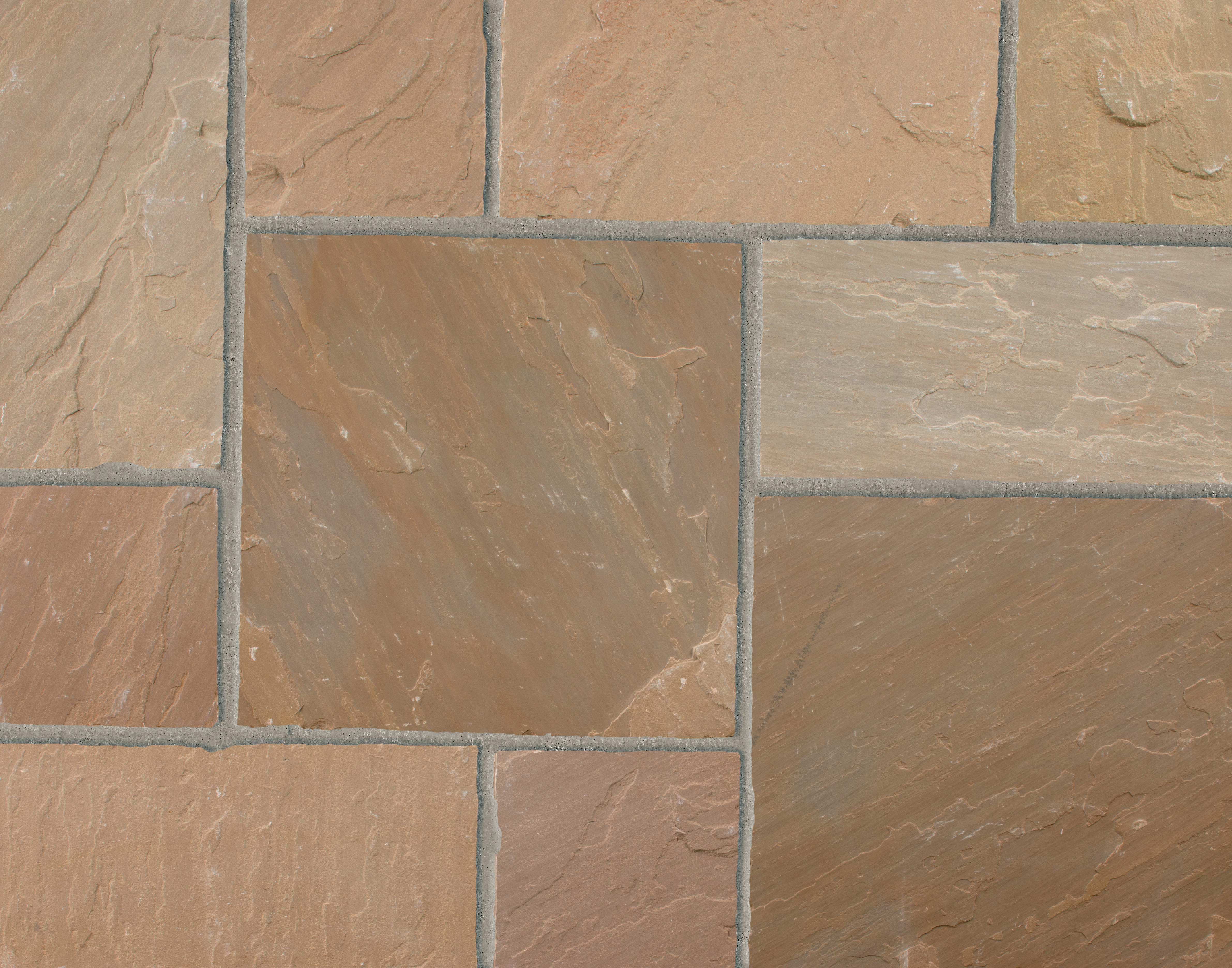 Image of Marshalls Indian Sandstone Textured Brown Multi Paving Slab - Sample