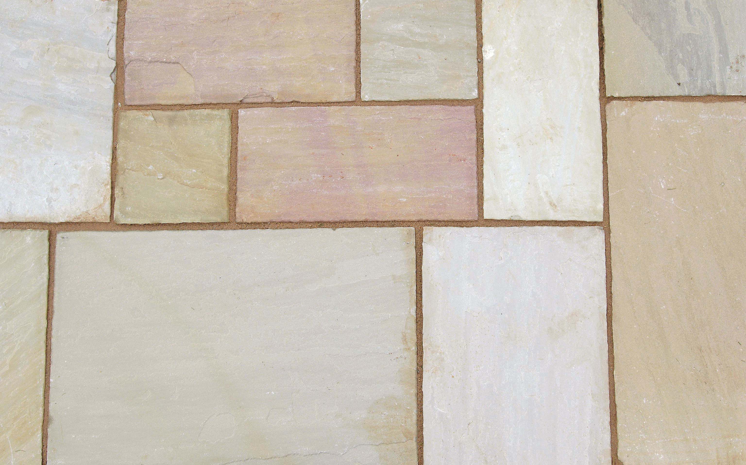 Image of Marshalls Indian Sandstone Textured Buff Multi Paving Slab - Sample