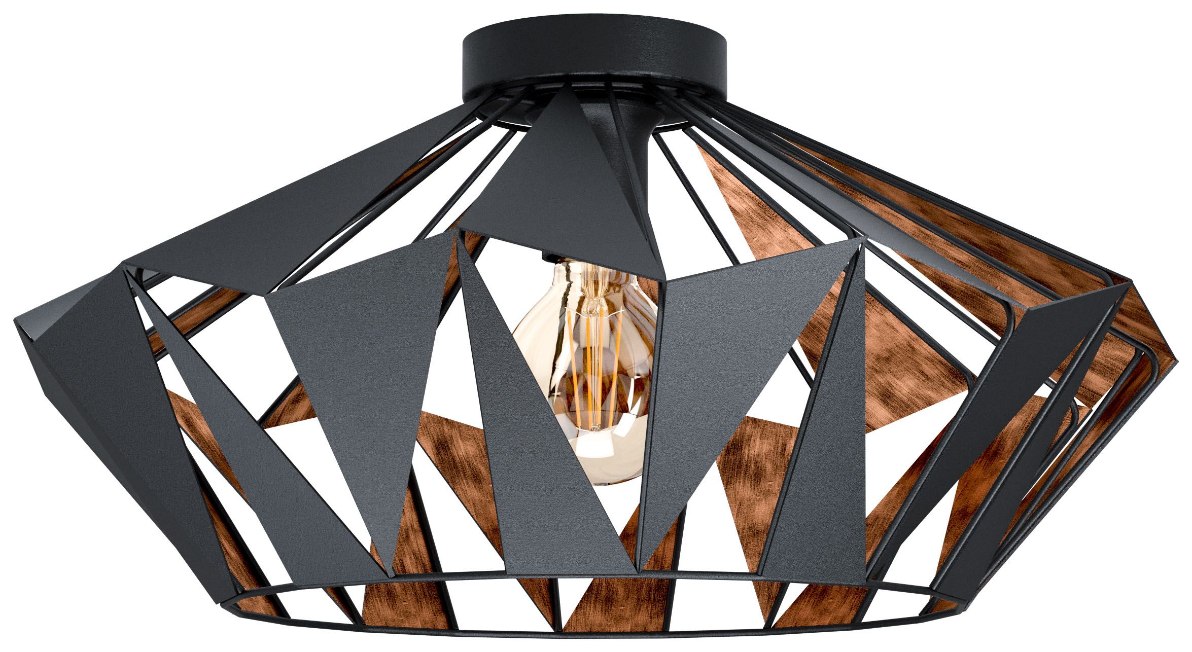 Image of Eglo Carlton 6 Black & Copper Ceiling Light - 60W