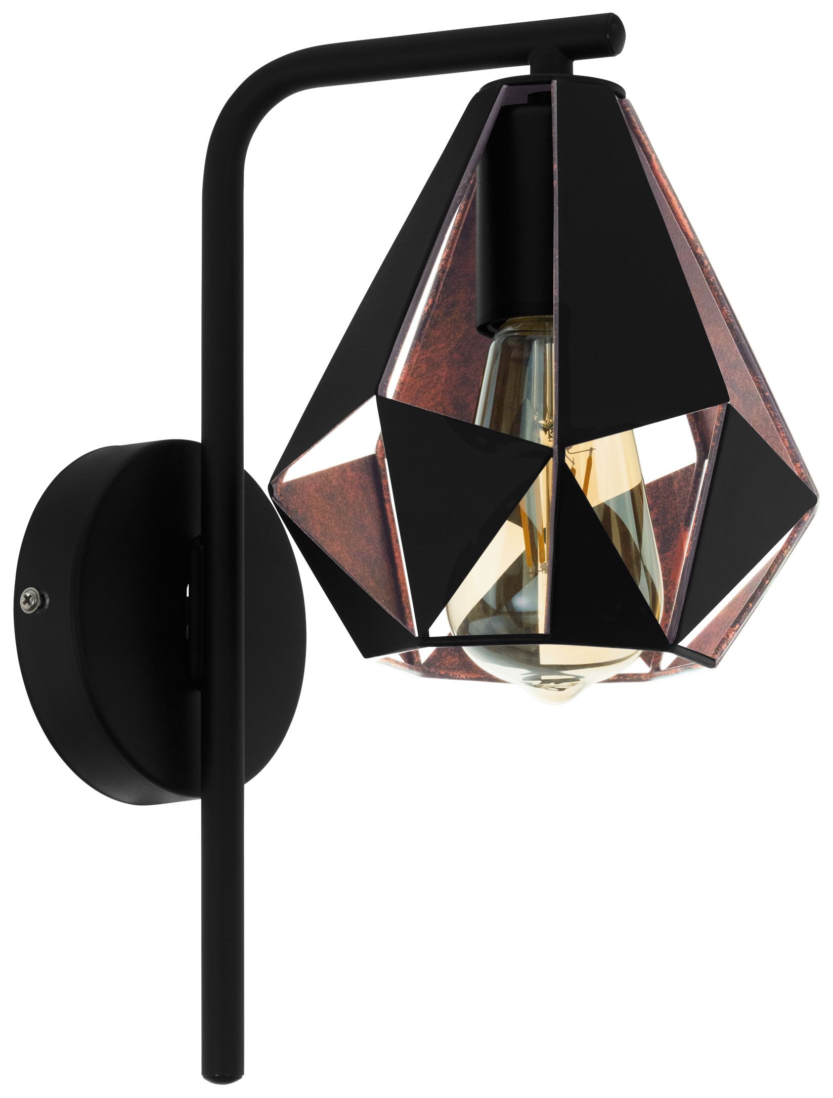 Image of Eglo Carlton 4 Black & Copper Wall Light - 60W