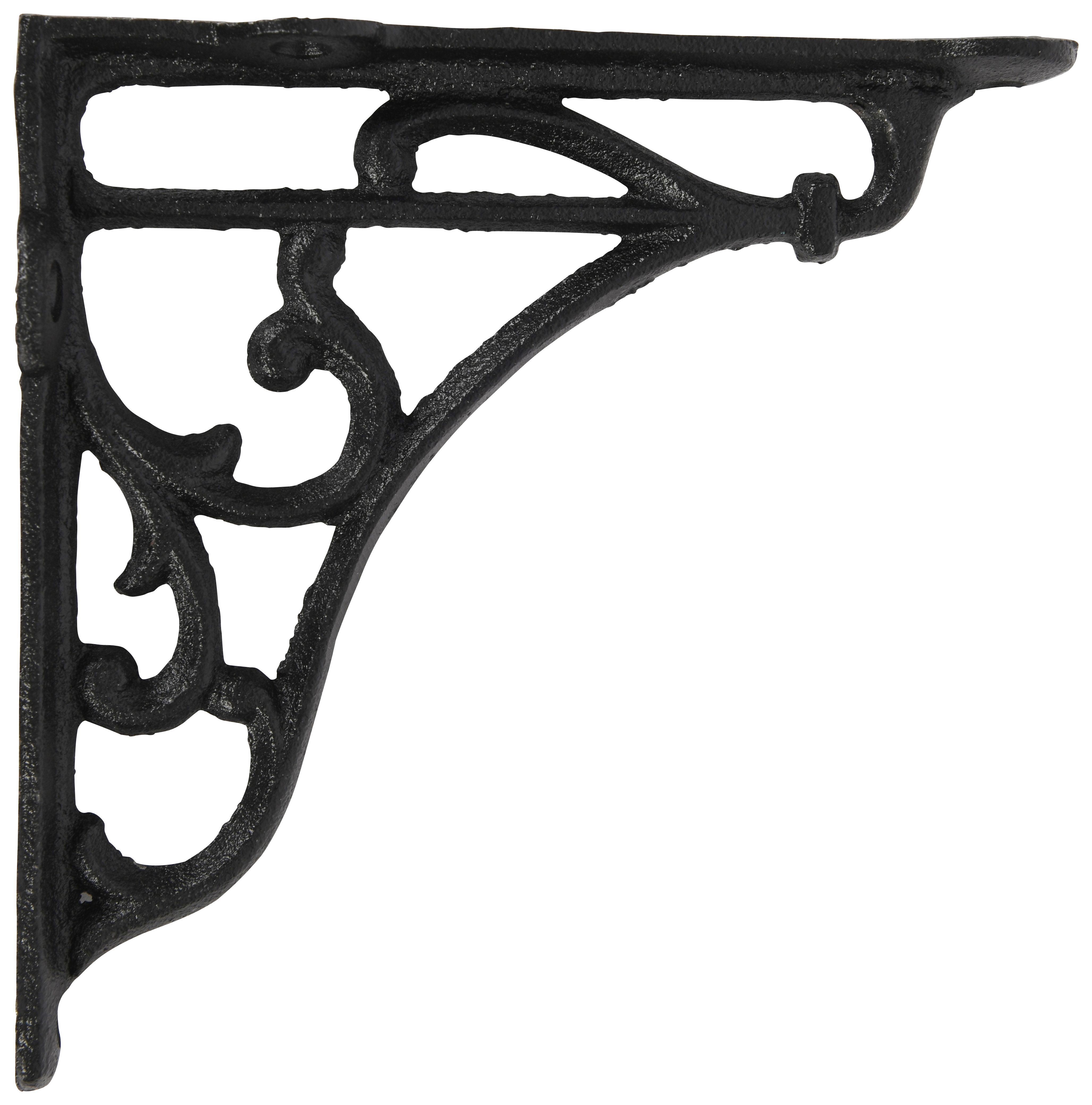 Ornate Black Railway Shelf Bracket - 150 x 150mm