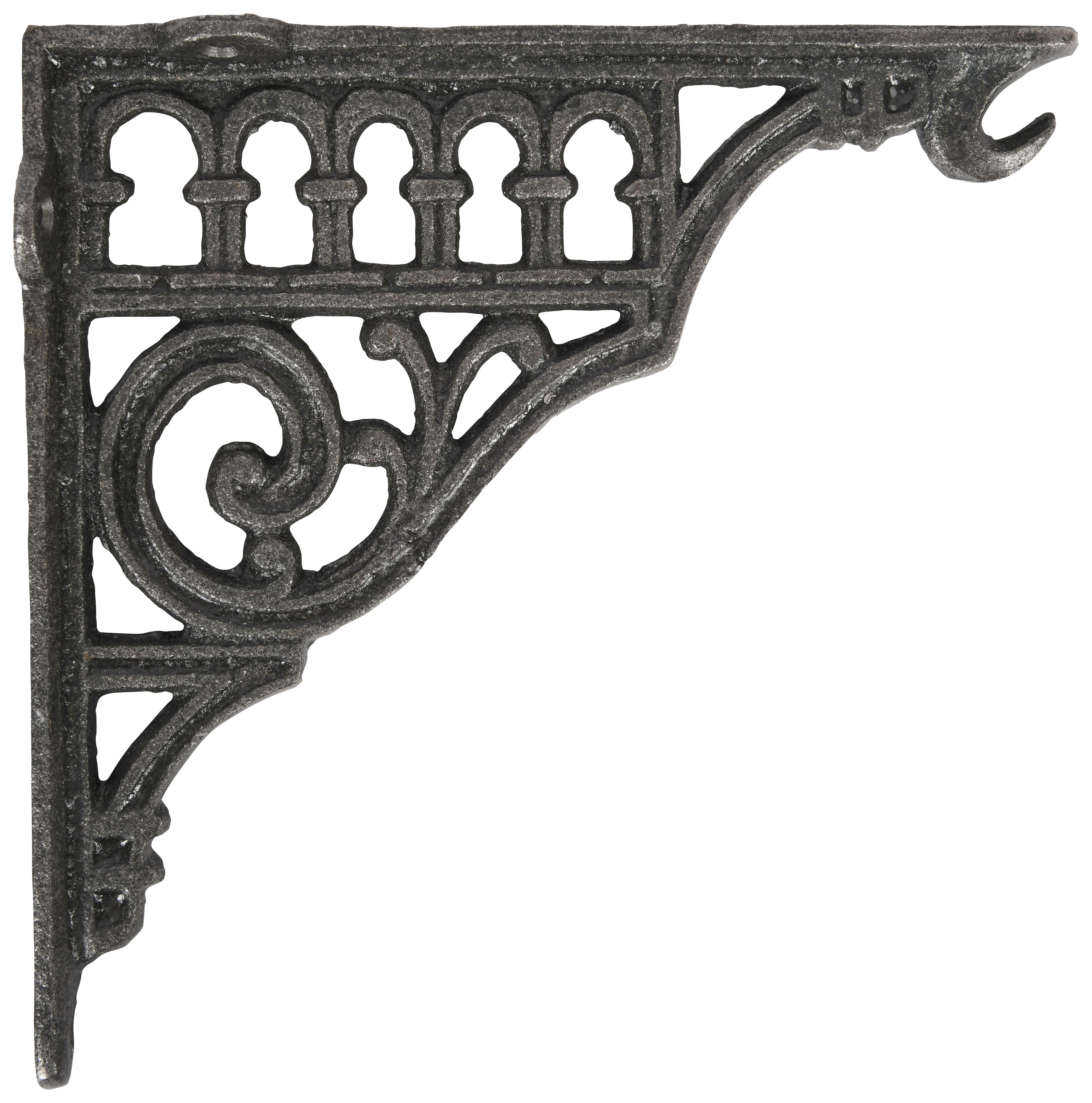 Roman with Hook Steel Shelf Bracket - 200 x 200mm