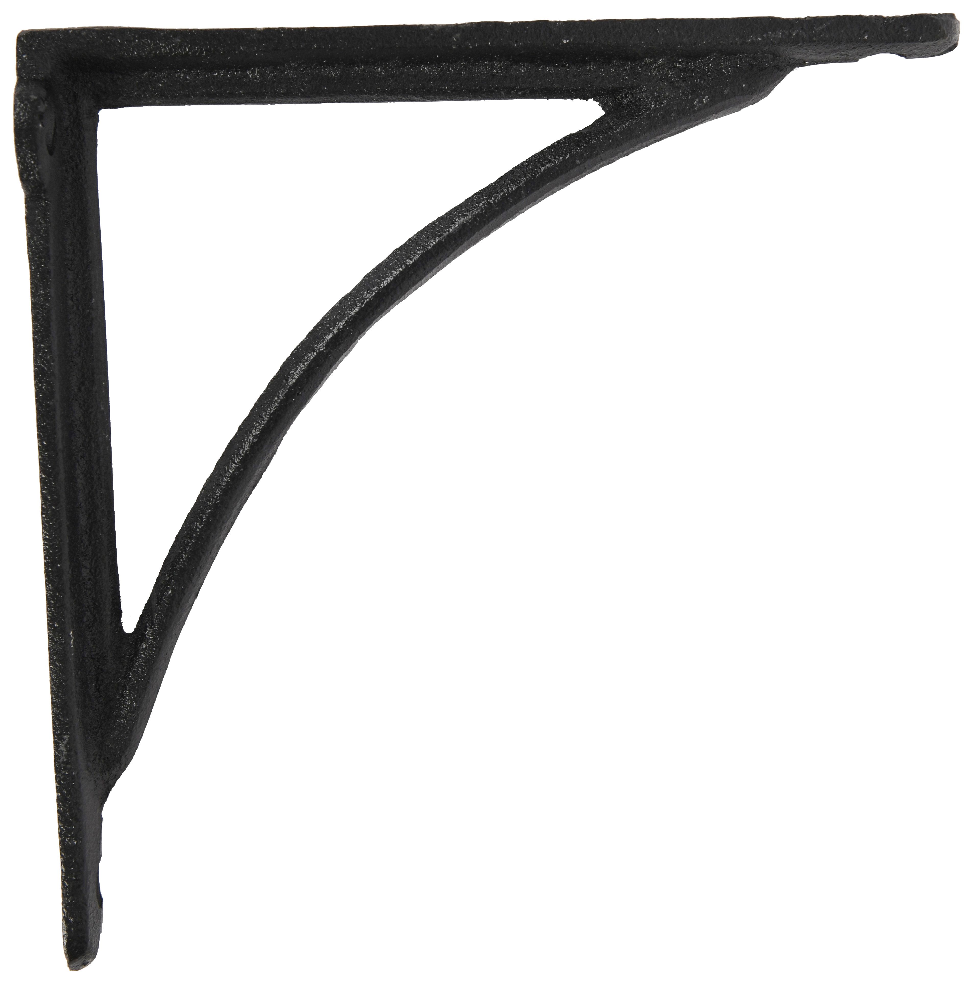 Tapered Arch Black Shelf Bracket - 200 x 200mm