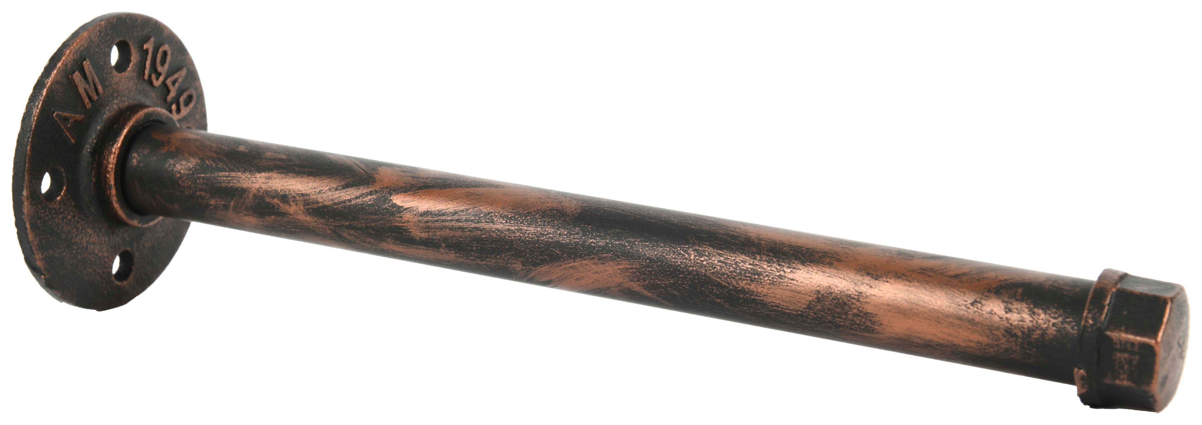 Image of Wickes Pipe Antique Copper Shelf Bracket - 150mm