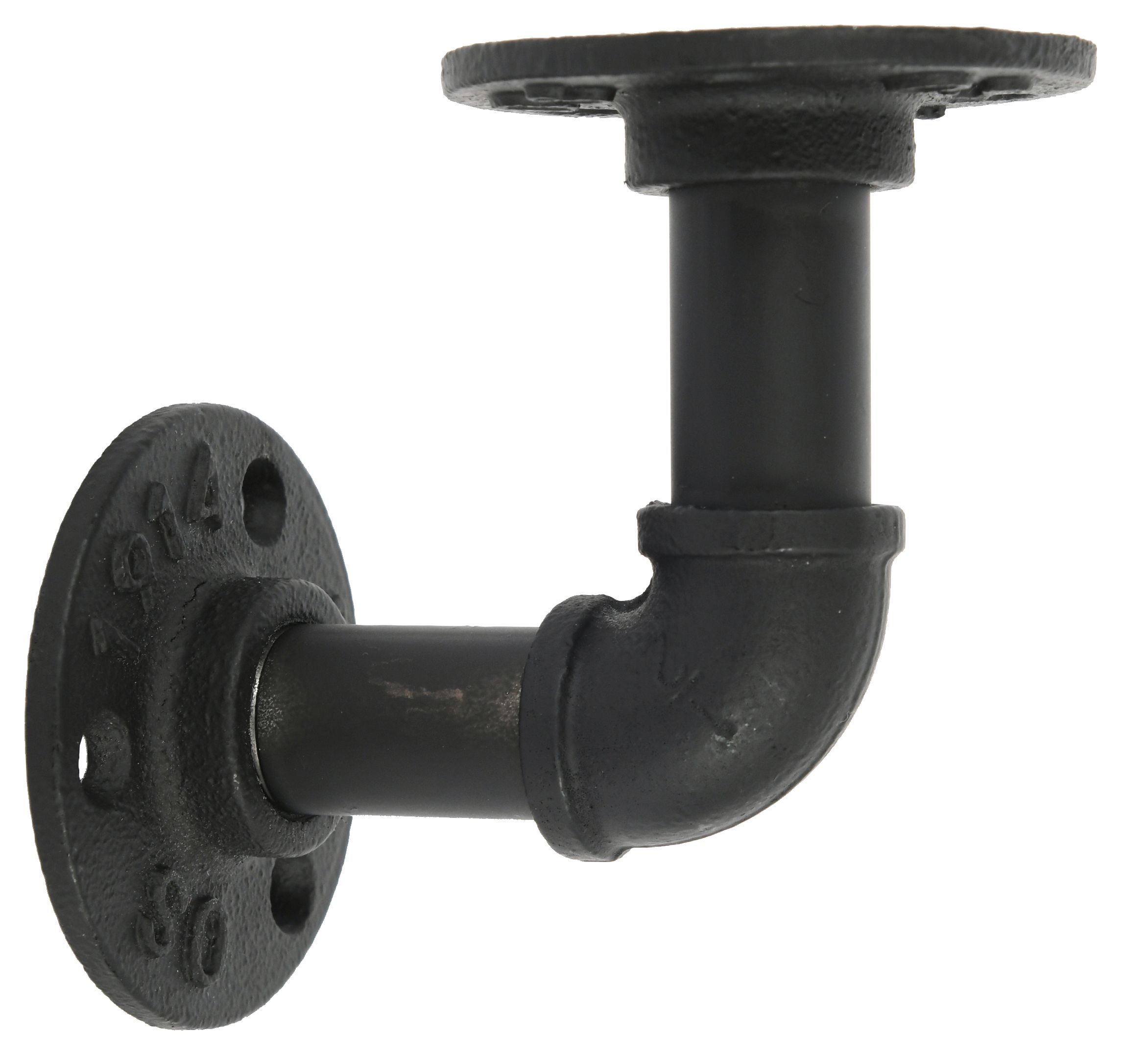 Image of Wickes Pipe L Shape Black Shelf Bracket - 80 x 80mm