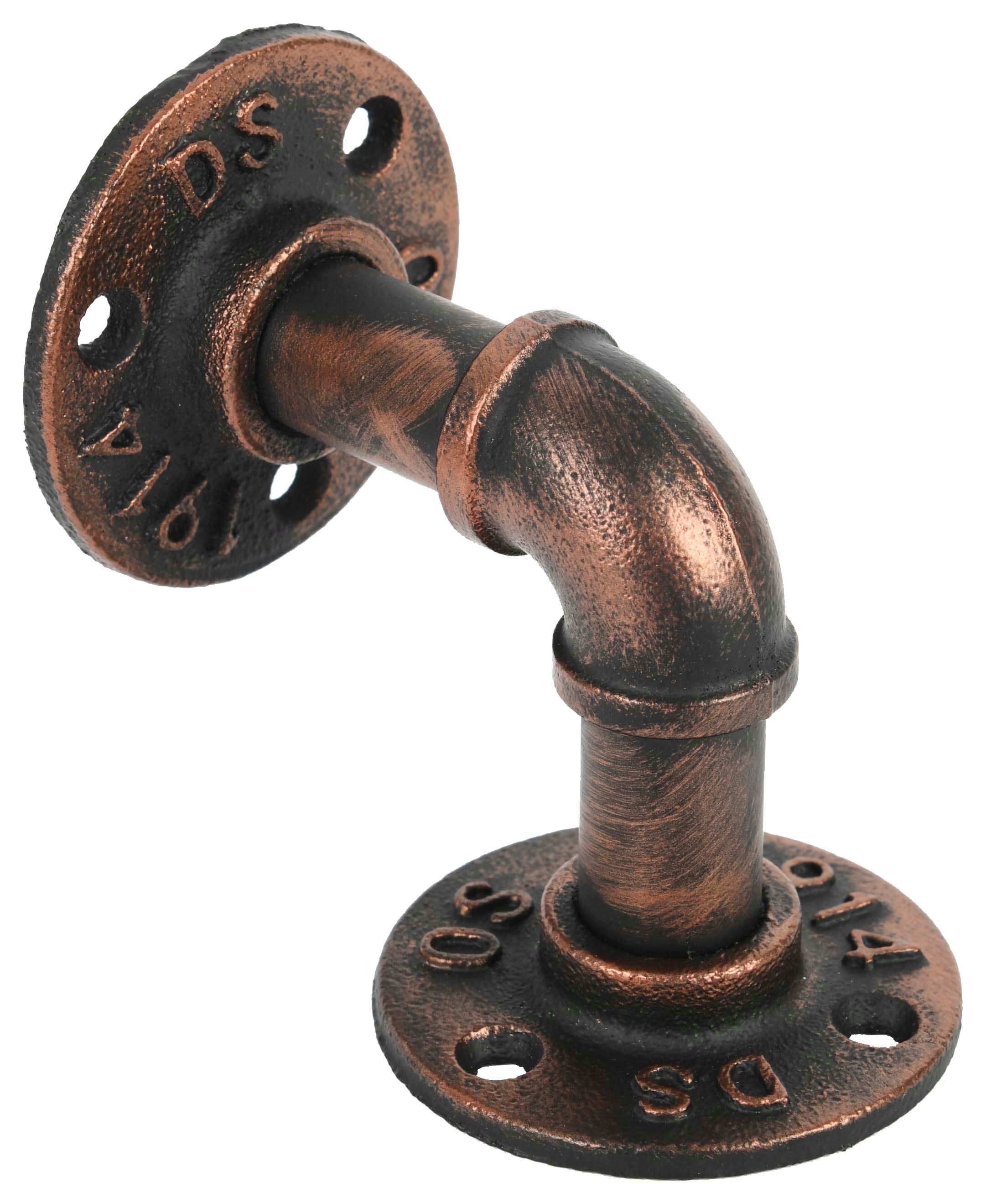 Pipe L Shape Antique Copper Shelf Bracket - 80 x 80mm