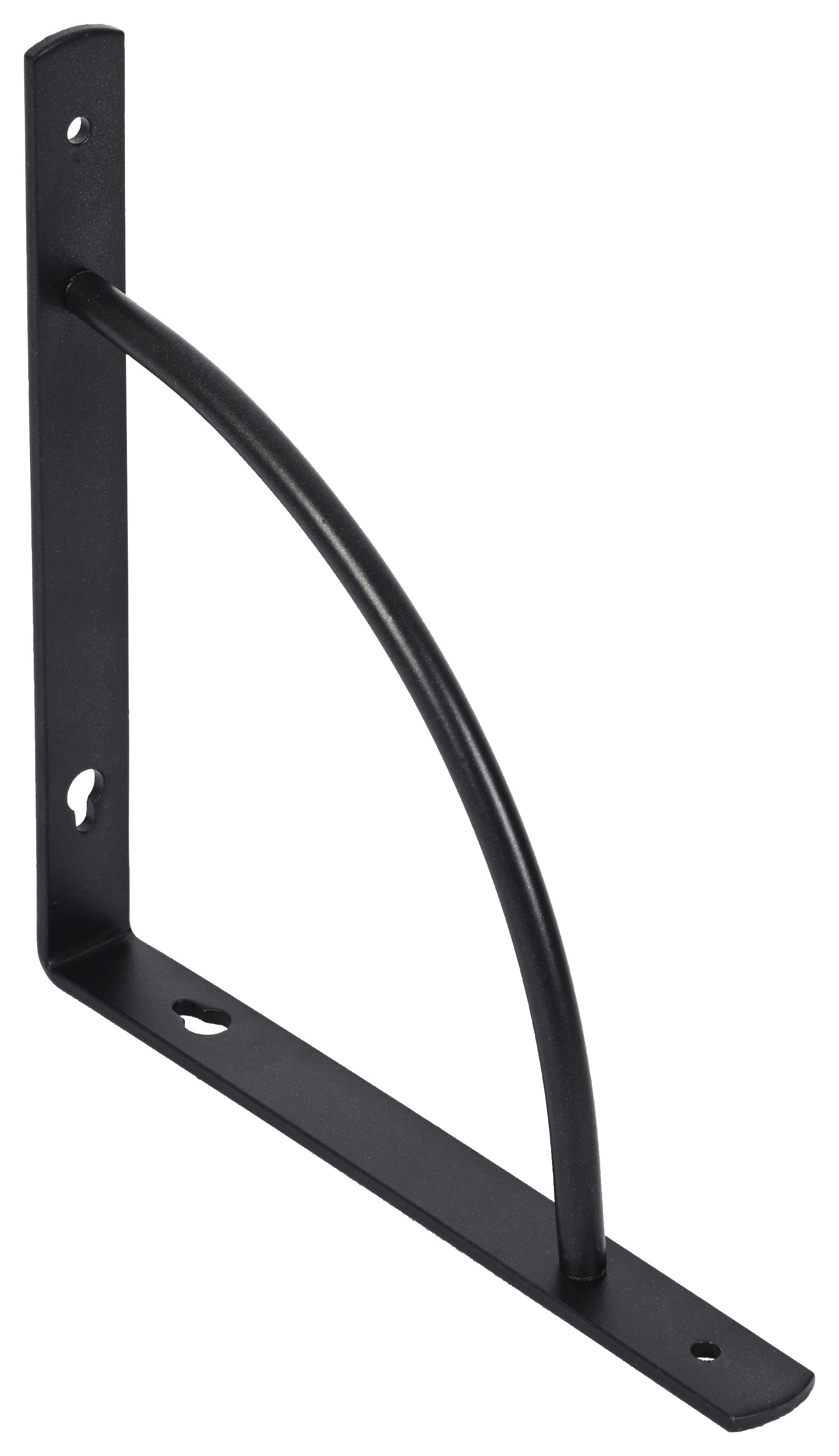 Image of Wickes D Shape Black Shelf Bracket - 185 x 185mm
