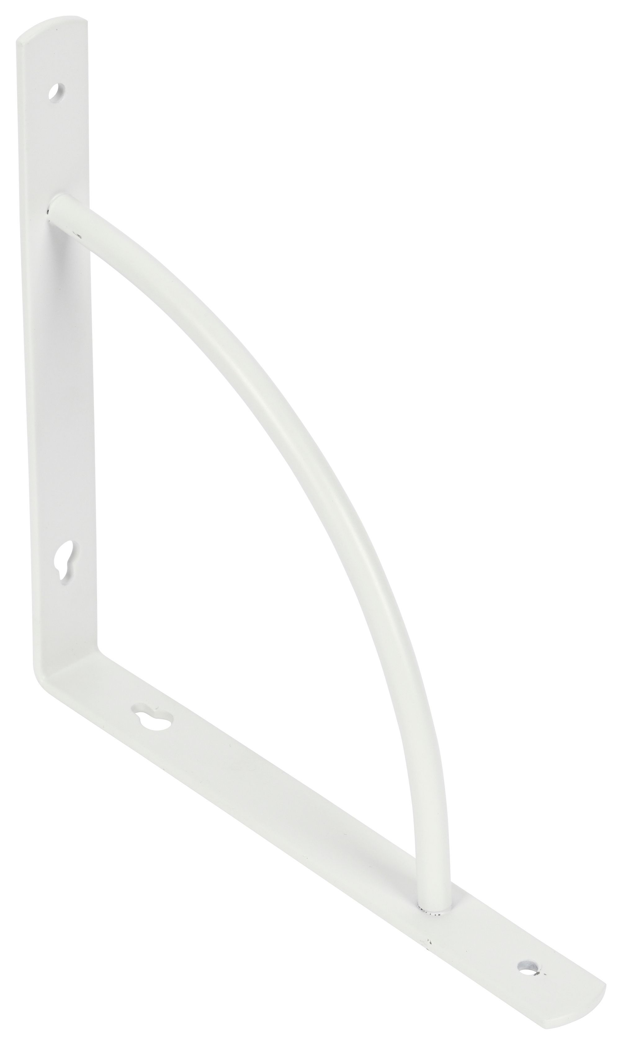 D Shape White Shelf Bracket - 185 x 185mm