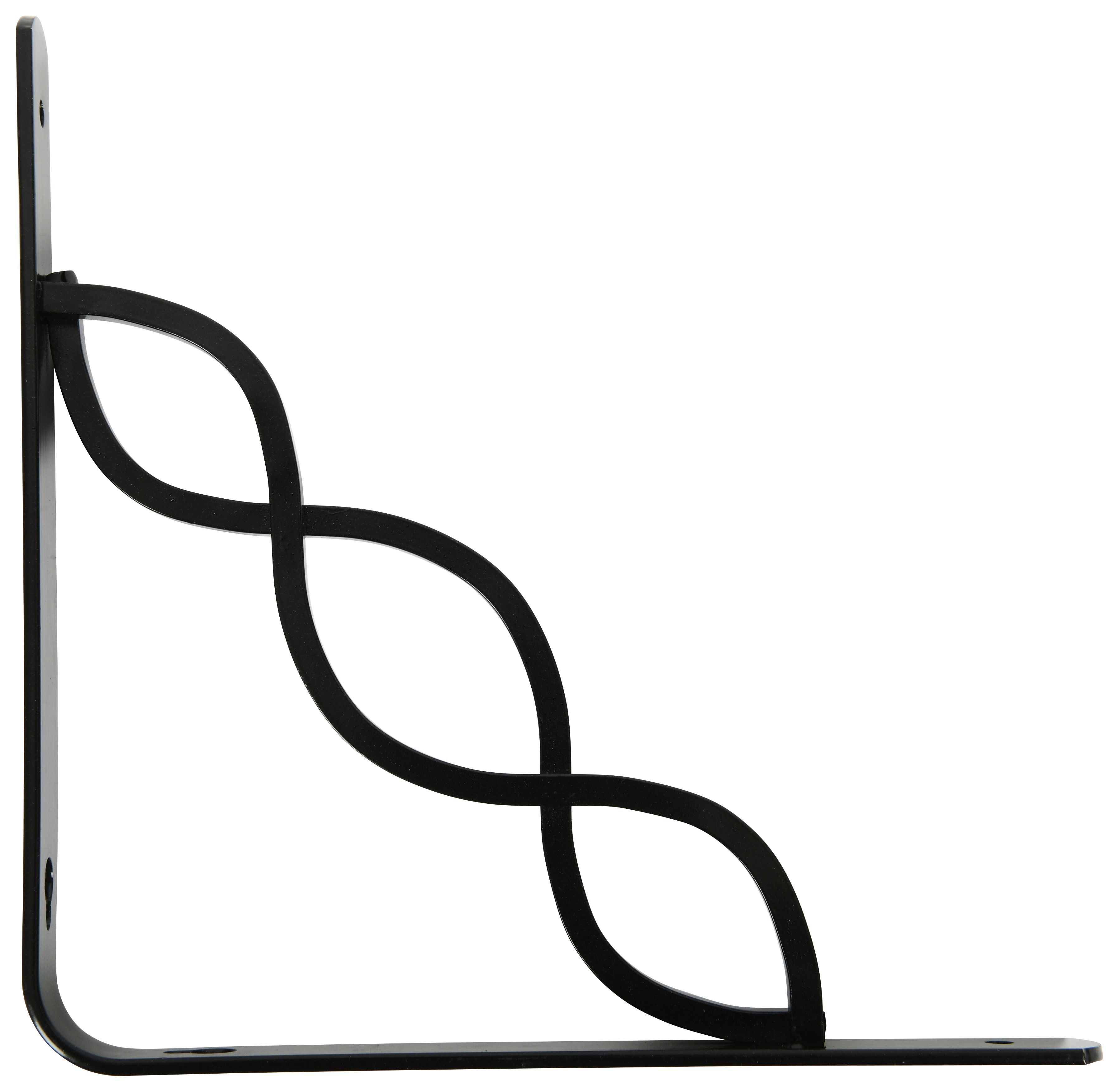 Twin Curve Ellipse Black Shelf Bracket - 150 x 150mm
