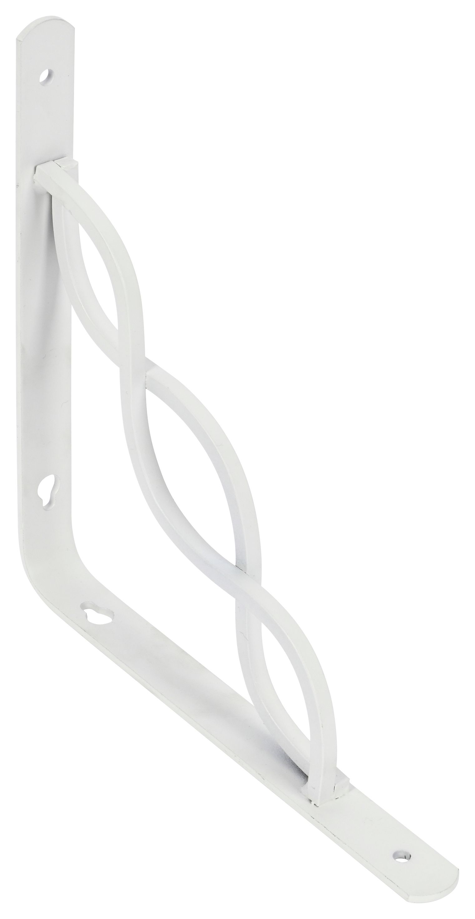 Image of Wickes Twin Curve Ellipse White Shelf Bracket - 200 x 200mm