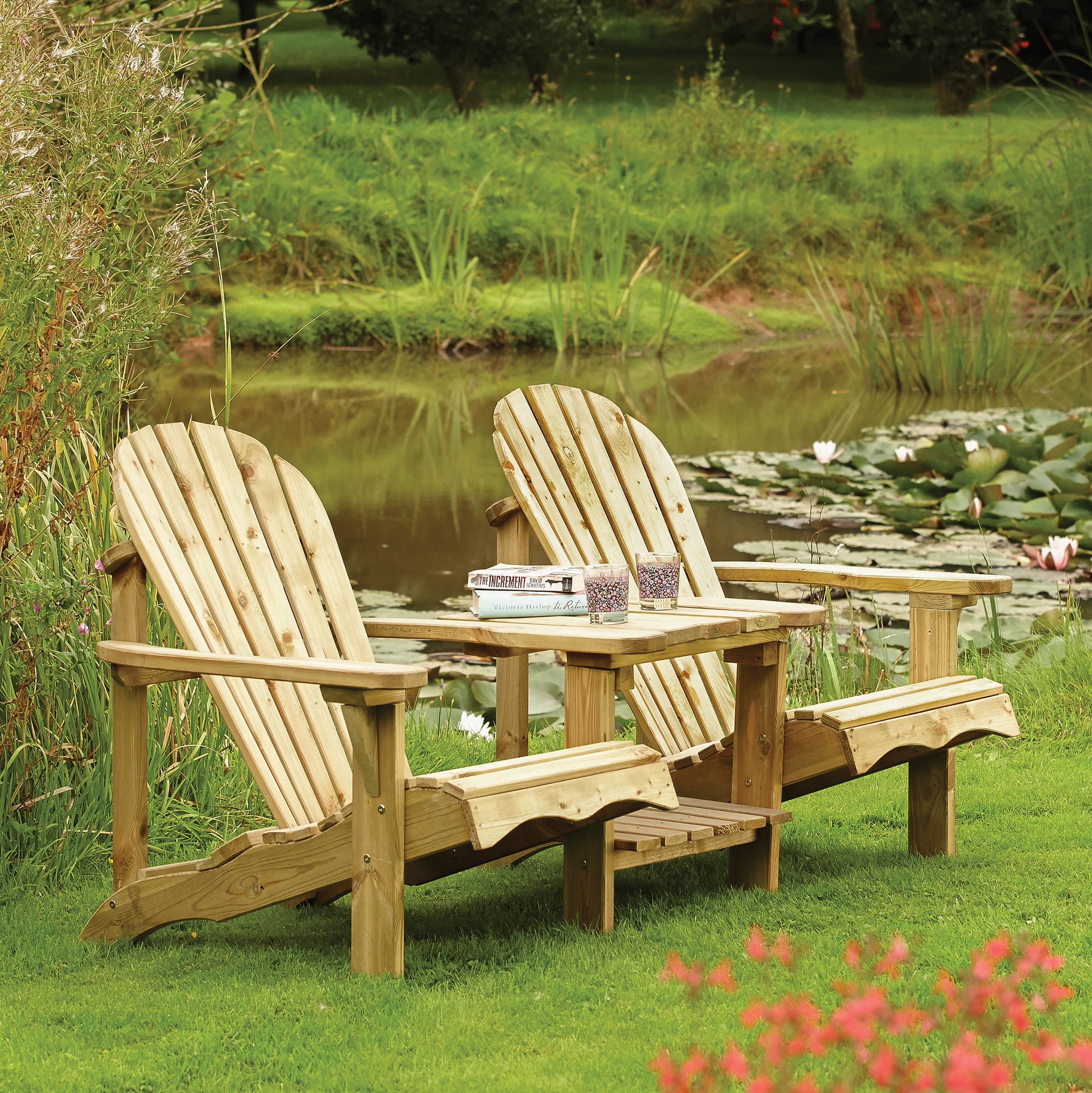 Image of Rowlinson Softwood Adirondack Companion Garden Seat