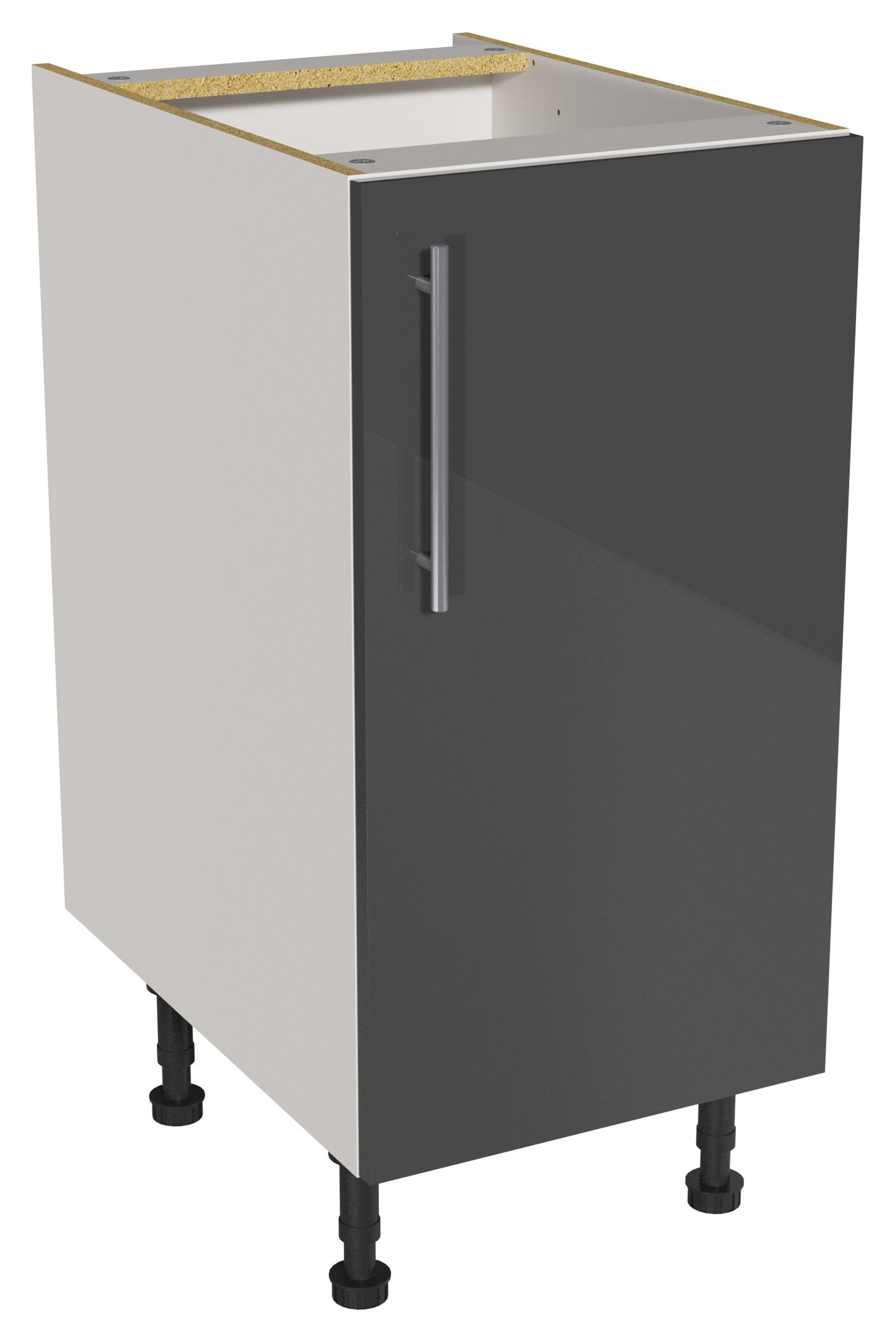Image of Orlando Dark Grey Gloss Slab Base Unit - 400mm