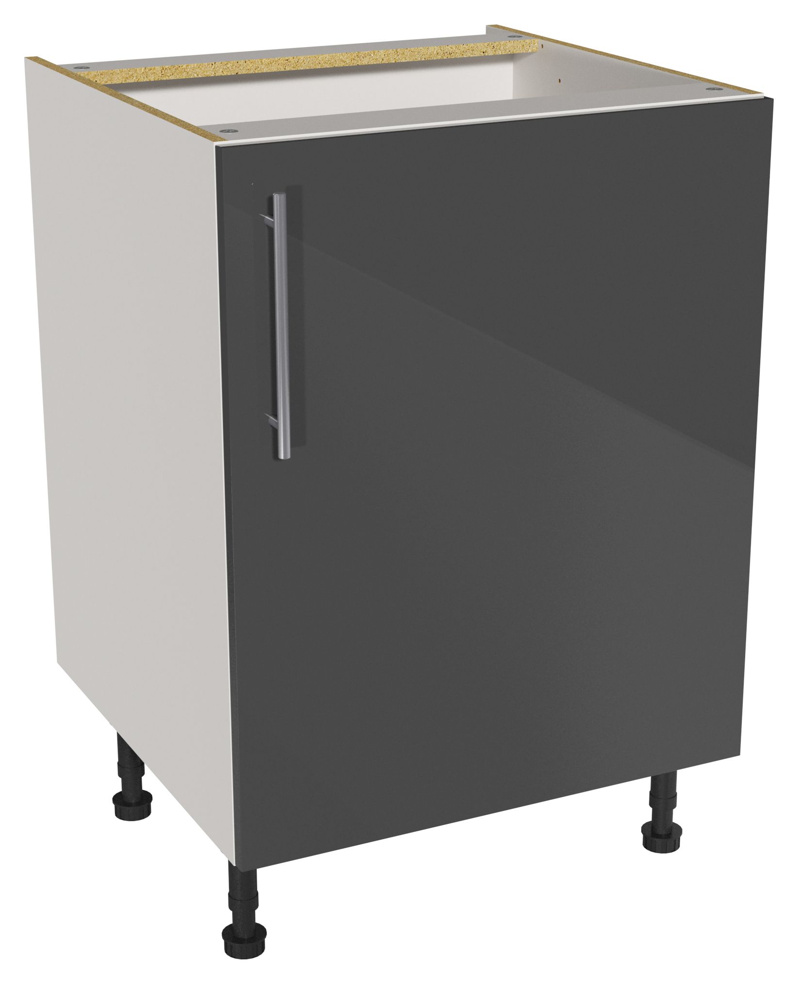 Orlando Dark Grey Gloss Slab Base Unit - 600mm