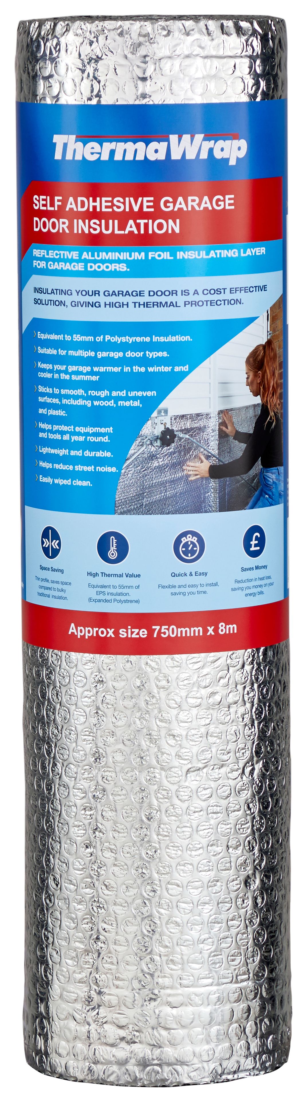 ThermaWrap Self-Adhesive Garage Door Insulation Roll - 750mm x 8m