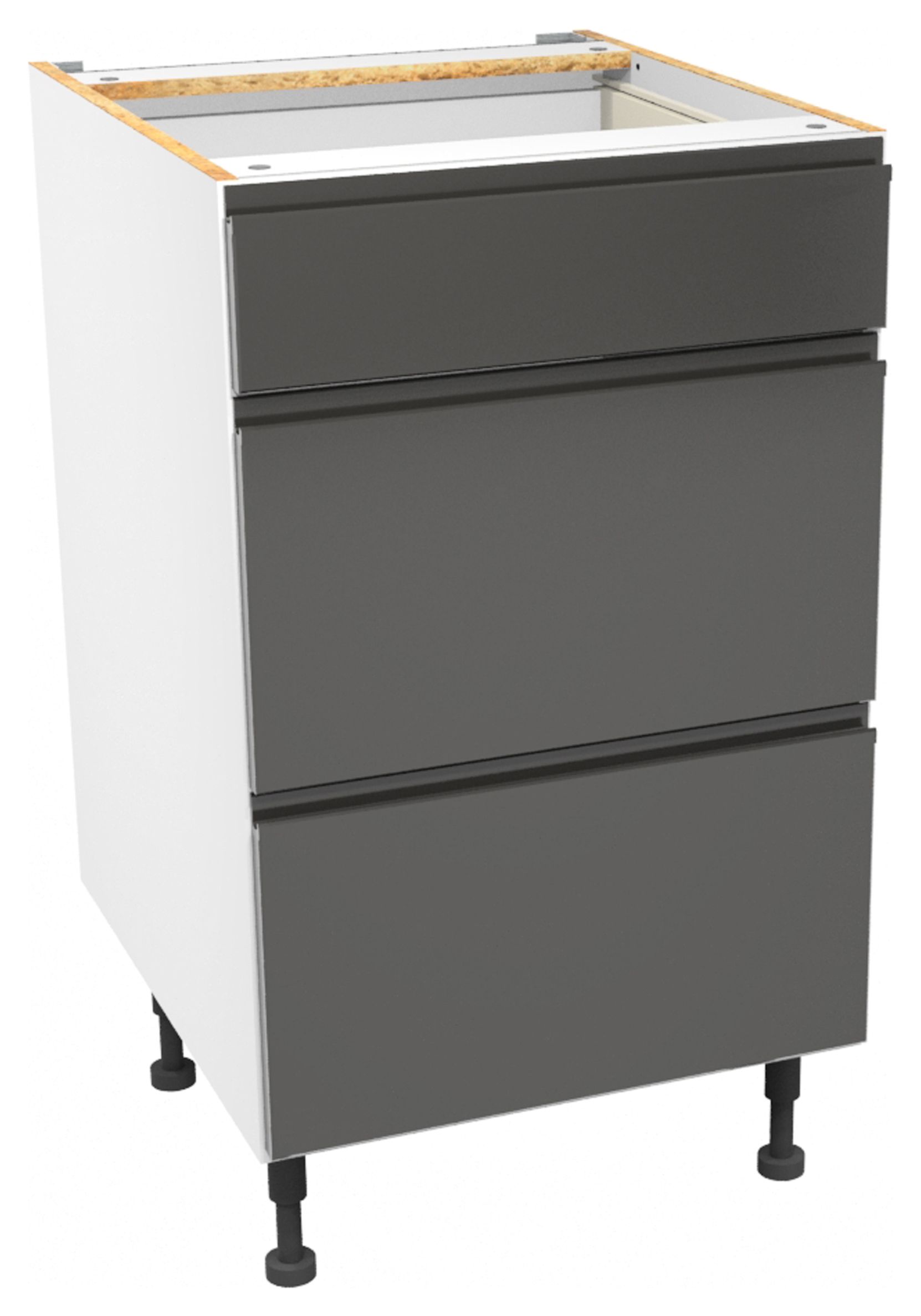 Image of Madison Dark Grey Gloss Handleless Drawer Unit - 500mm