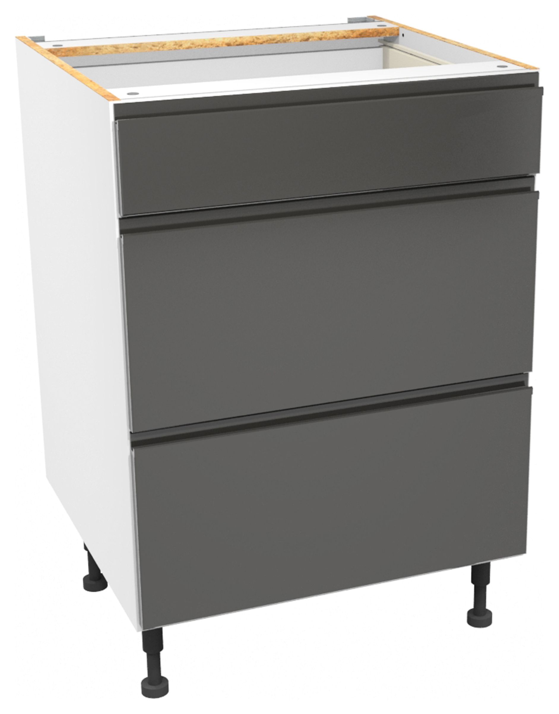 Image of Madison Dark Grey Gloss Handless Drawer Unit - 600mm