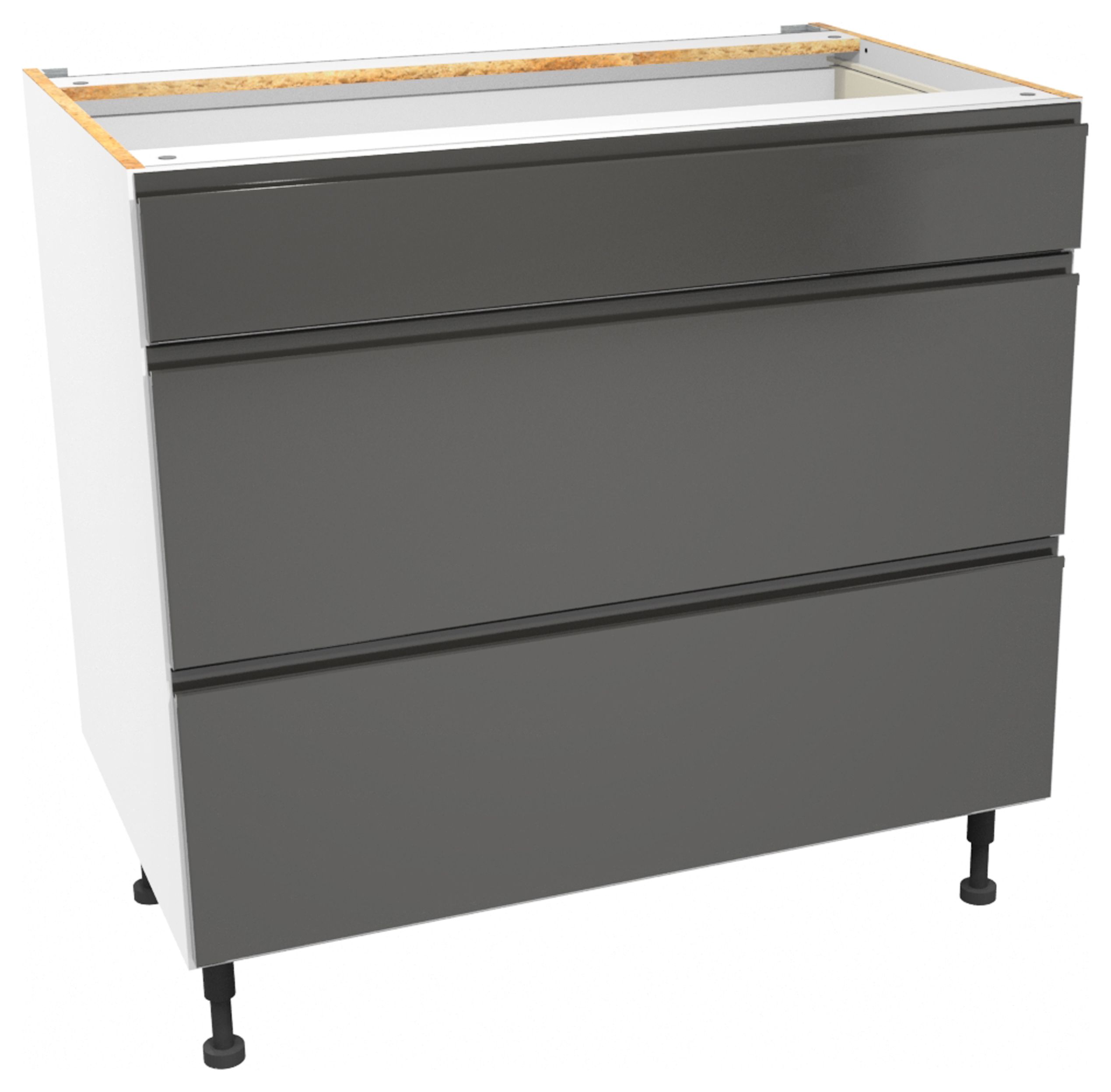 Image of Madison Dark Grey Gloss Handleless Drawer Unit - 900mm (Part 1 of 2)