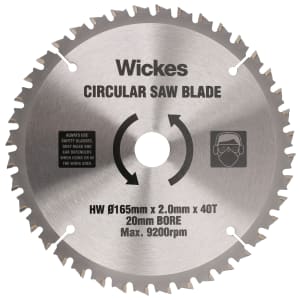 Wickes 40 Teeth Medium Cut Tct Circular Saw Blade - 165mm x 20mm