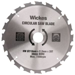 Wickes 20 Teeth Circular Saw Blade - 210mm x 30mm