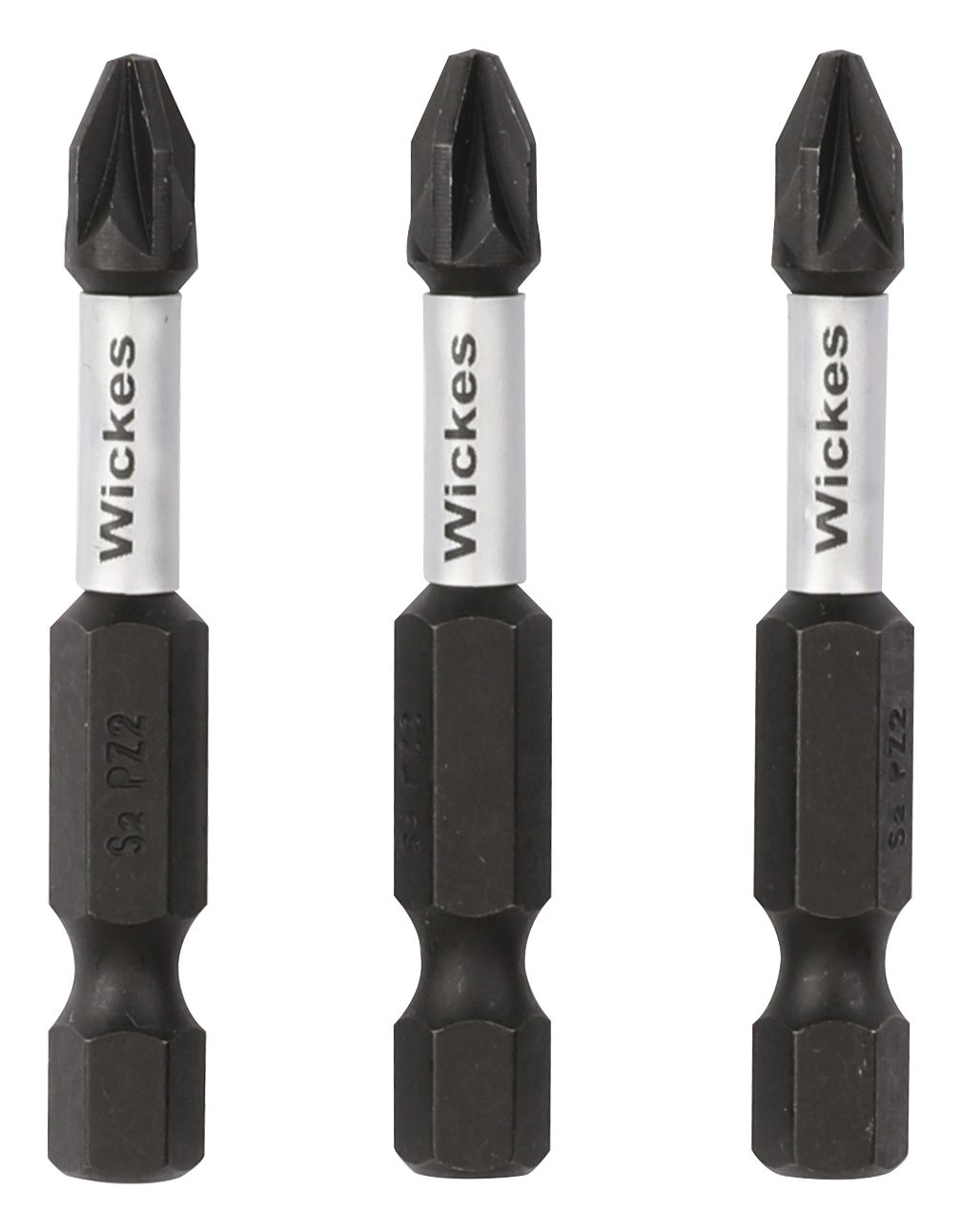 Image of Wickes Impact Screwdriver Bit PZ2 - 50mm - Pack of 3