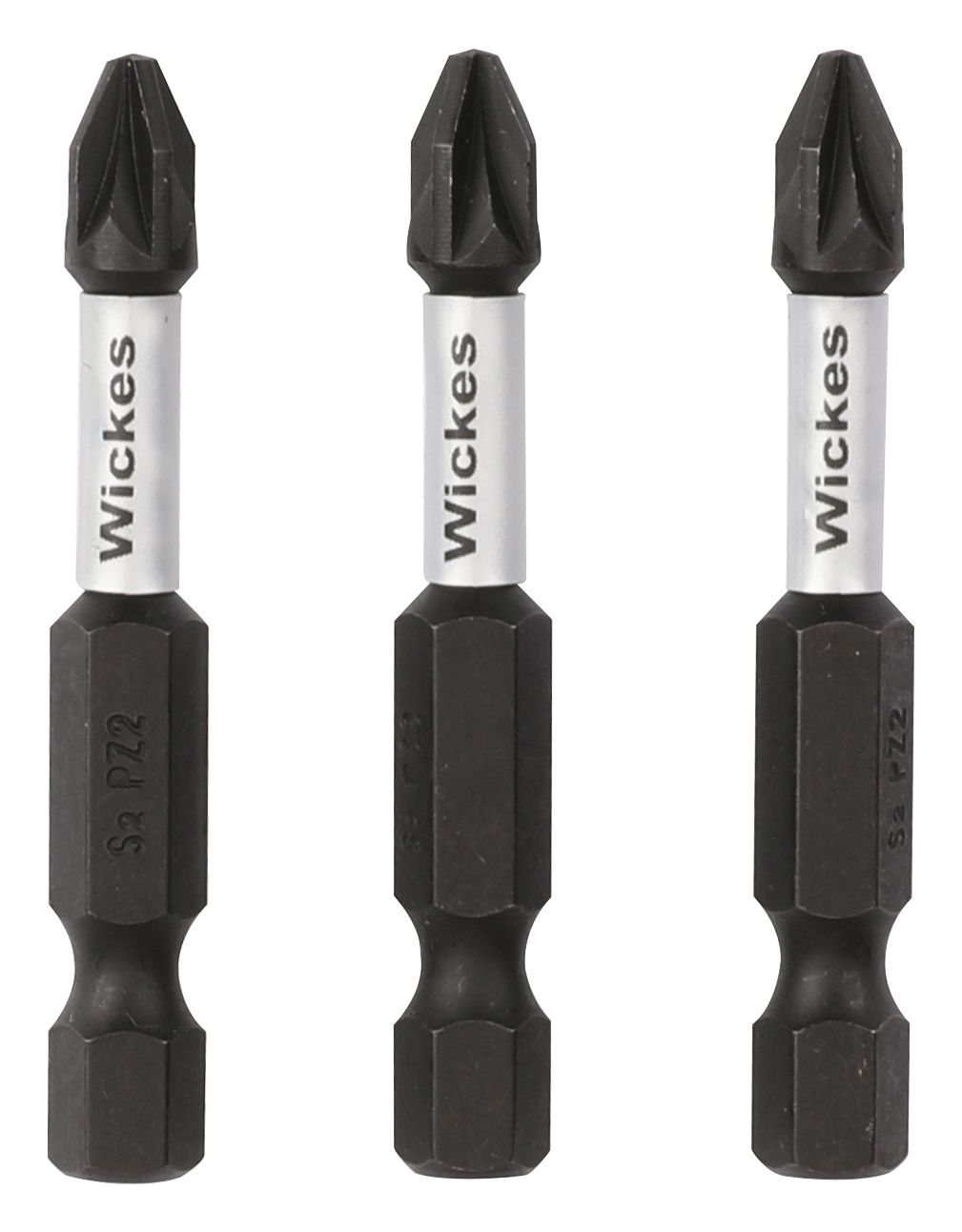 Wickes Impact Screwdriver Bit PZ2 - 50mm - Pack of 3