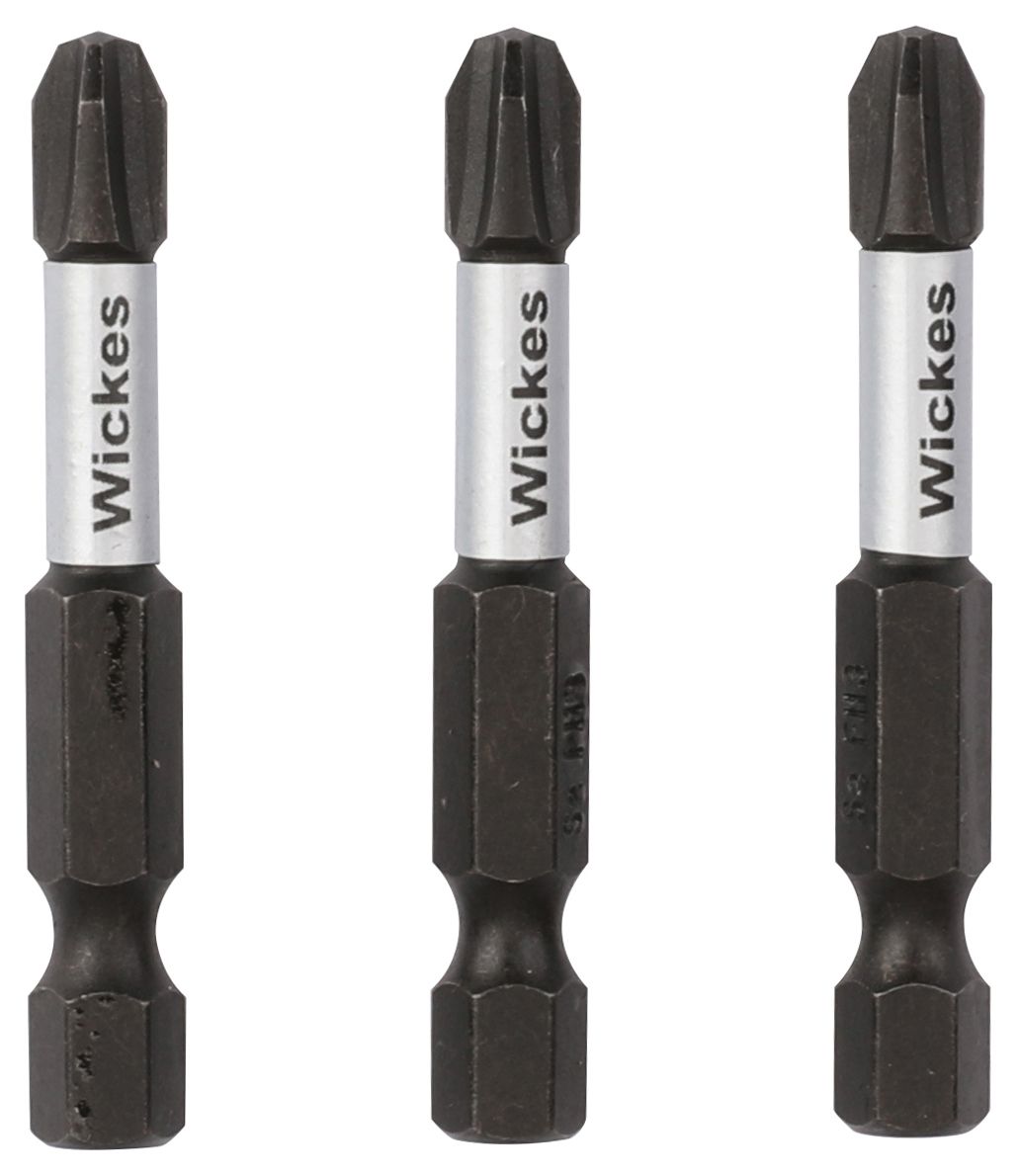 Image of Wickes Impact Screwdriver Bit PZ3 - 25mm - Pack of 3