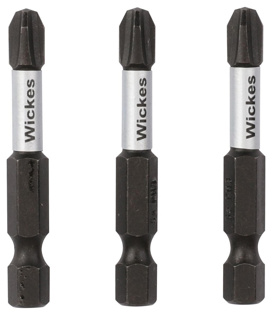 Wickes Impact Screwdriver Bit PZ3 - 25mm - Pack of 3