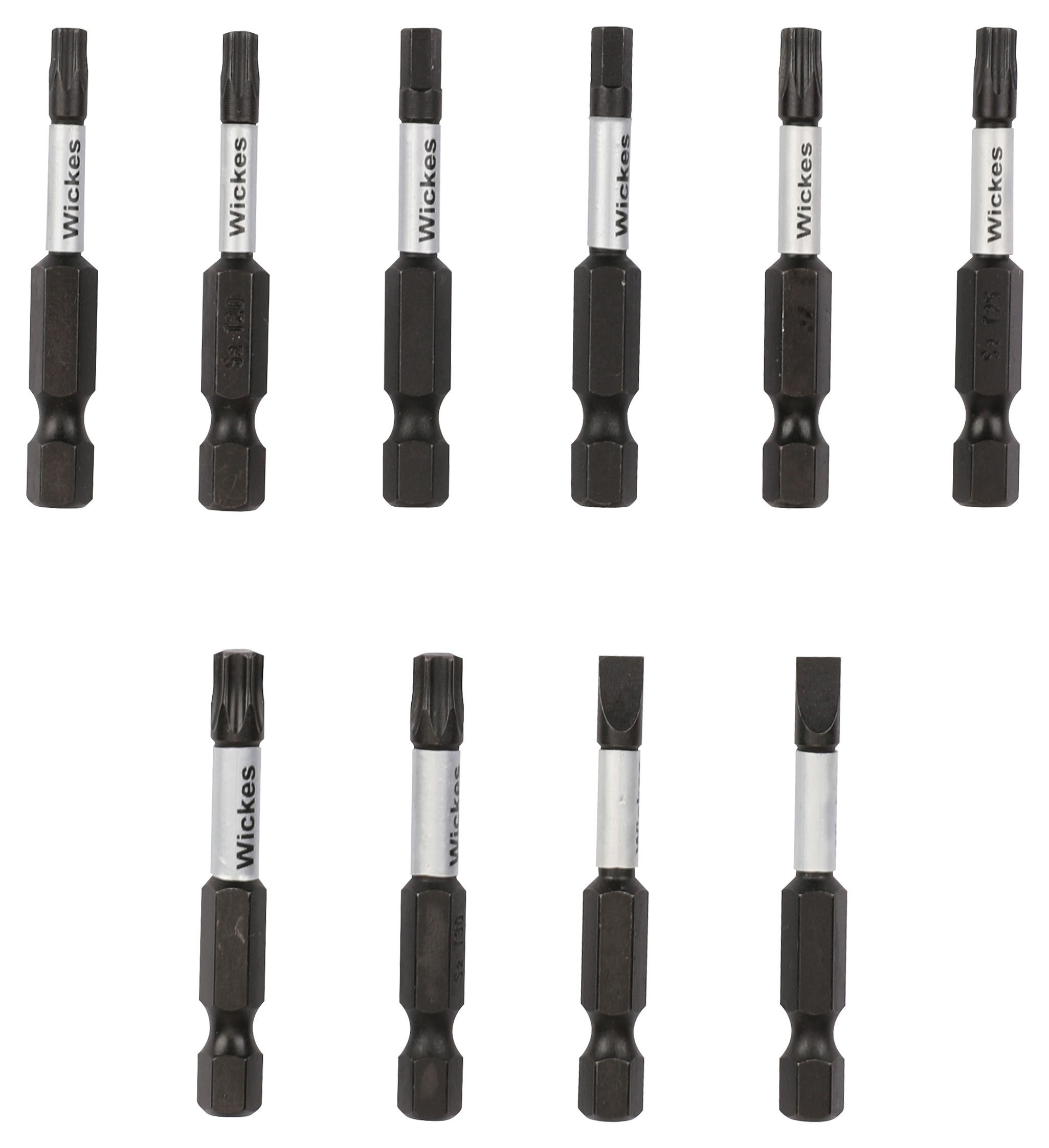 Image of Wickes 10 Piece Mixed Impact Screwdriver Bit Set - 50mm