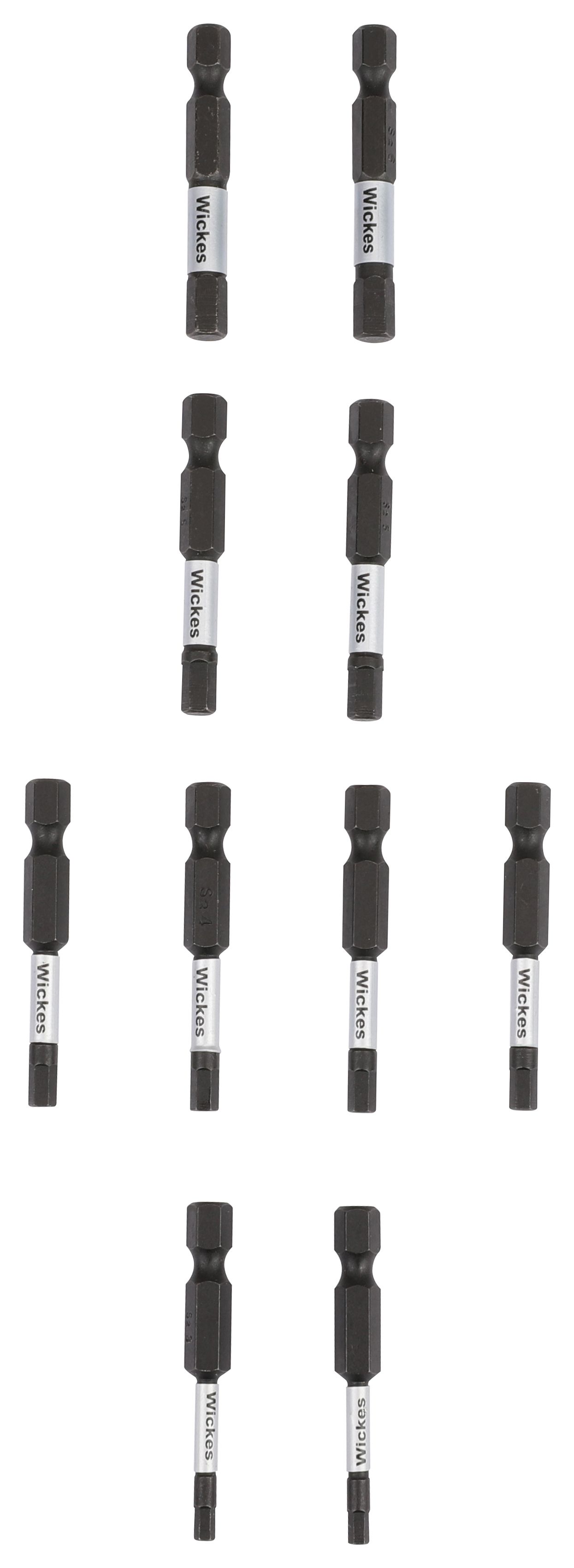 Image of Wickes Mixed 10 Piece Impact Screwdriver Bit Set - 50mm