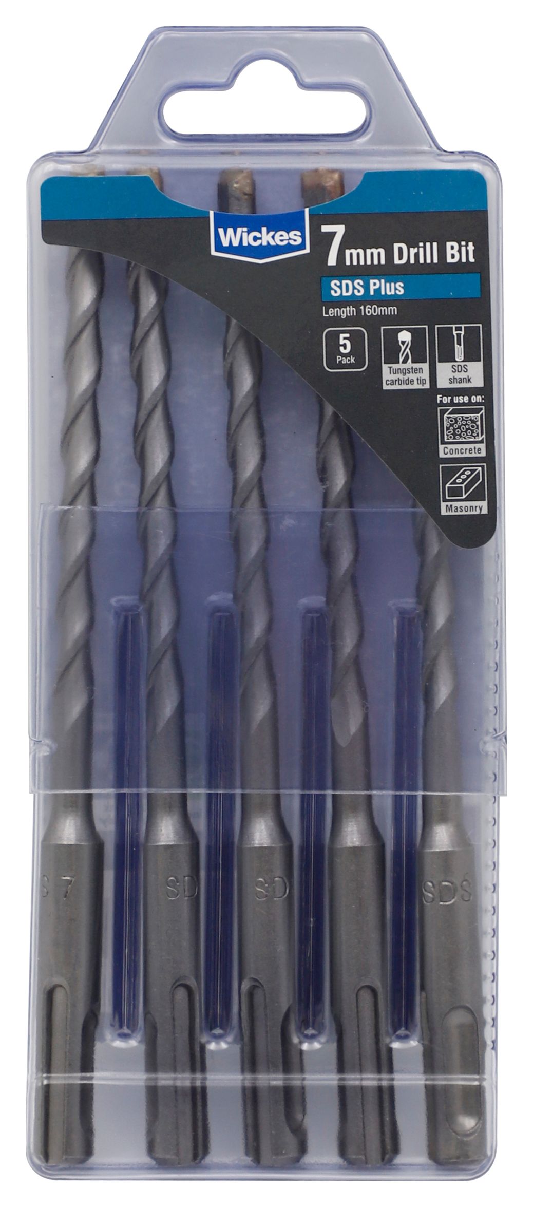 Wickes SDS+ Drill Bit - 7 x 160mm Pack of 5