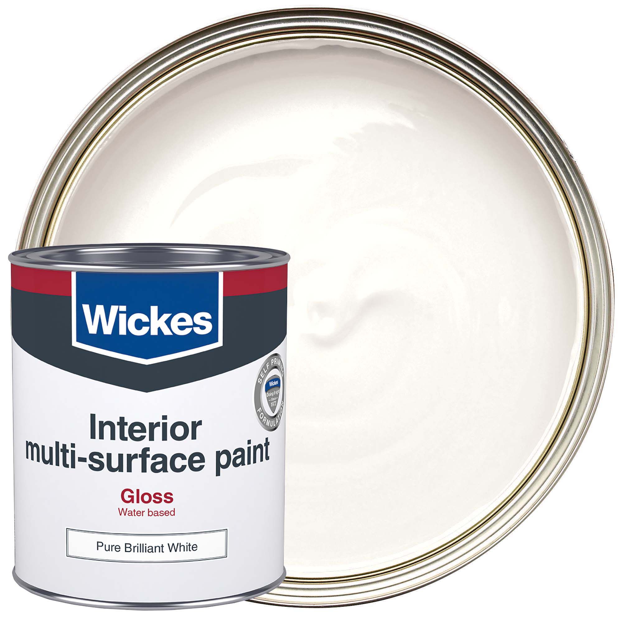 Image of Wickes Water Based Multi Surface Paint - White Gloss - 750ml