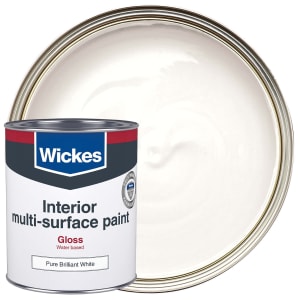 Wickes White Gloss Water Based Multi Surface Paint - 750ml