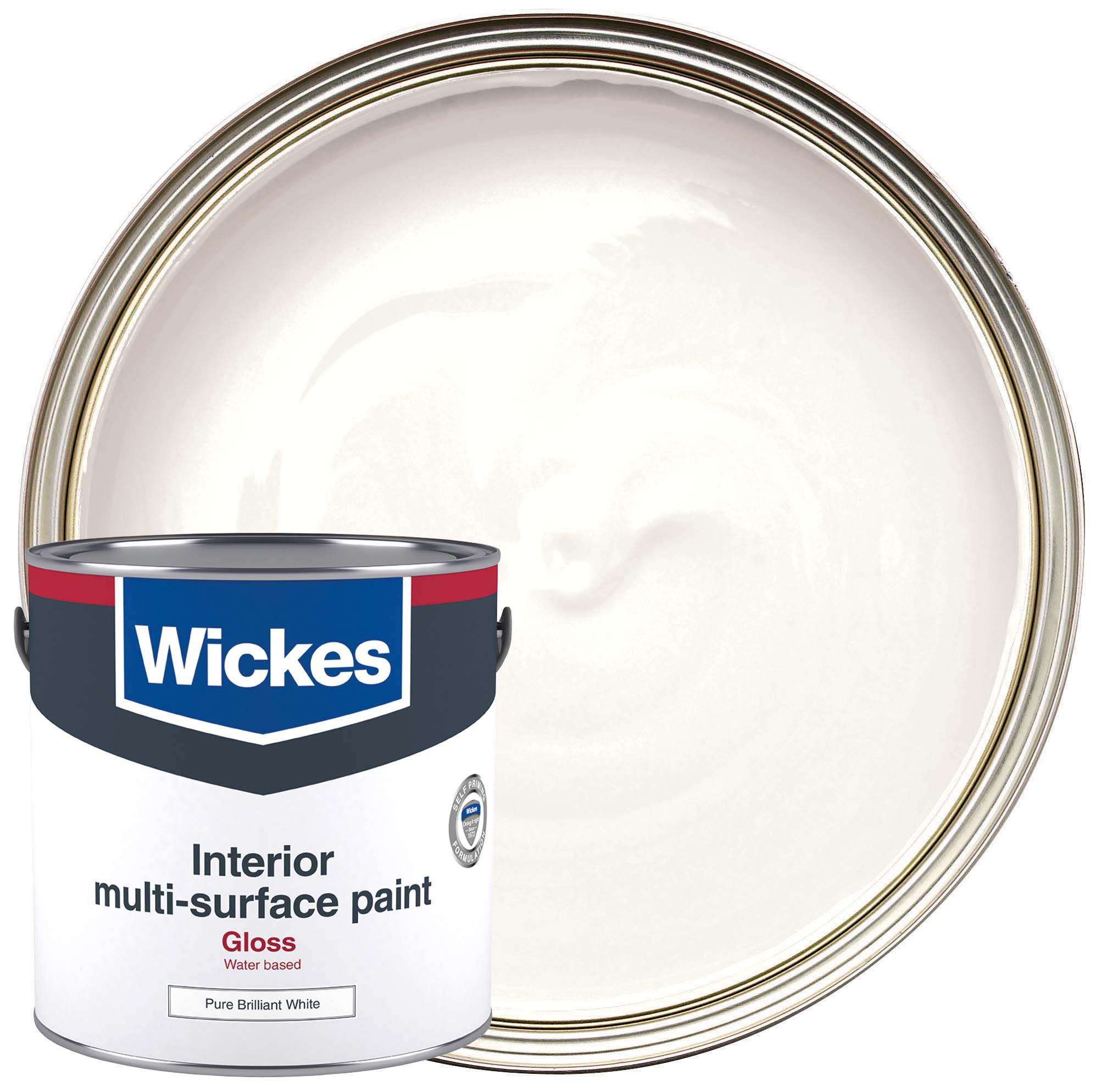 Wickes White Gloss Water Based Multi Surface Paint - 2.5L