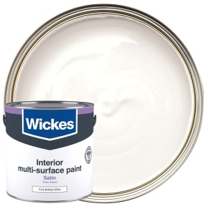 Wickes Water Based Multi Surface Paint - White Satin - 2.5L
