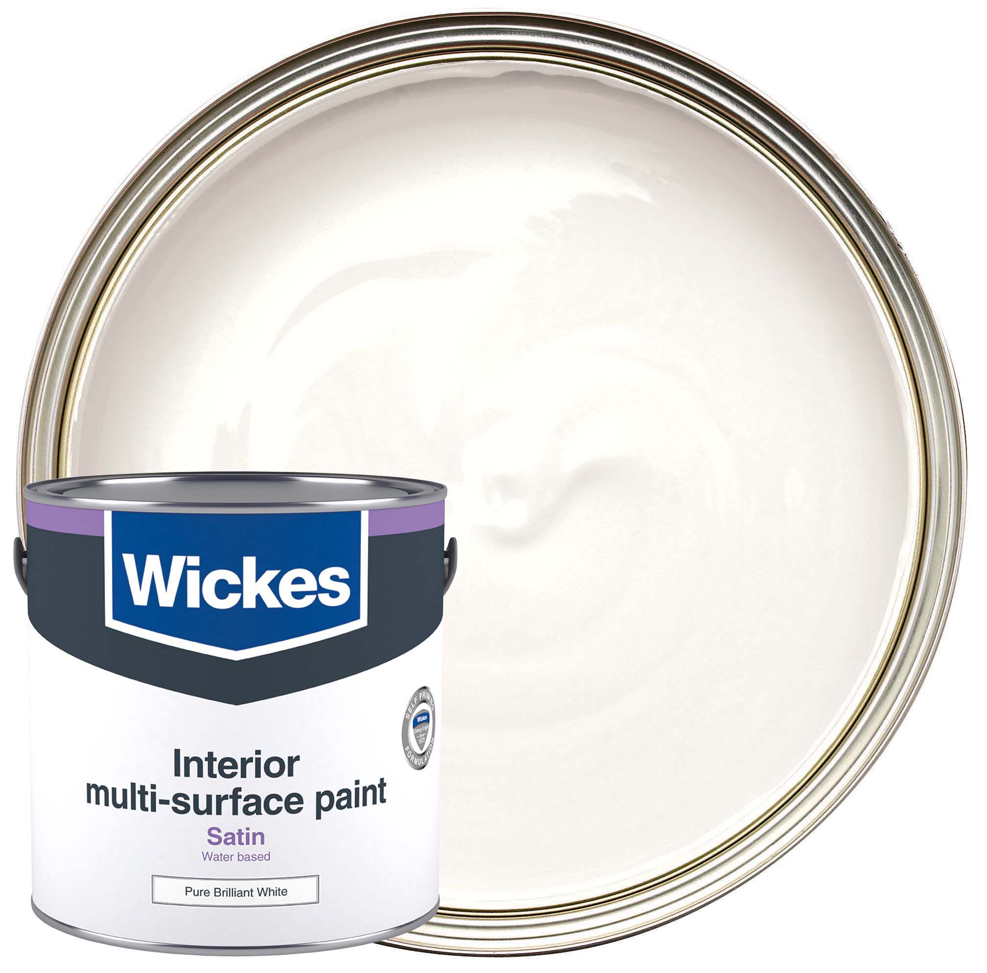 Wickes Water Based Multi Surface Paint White Satin 2.5L Wickes.co.uk
