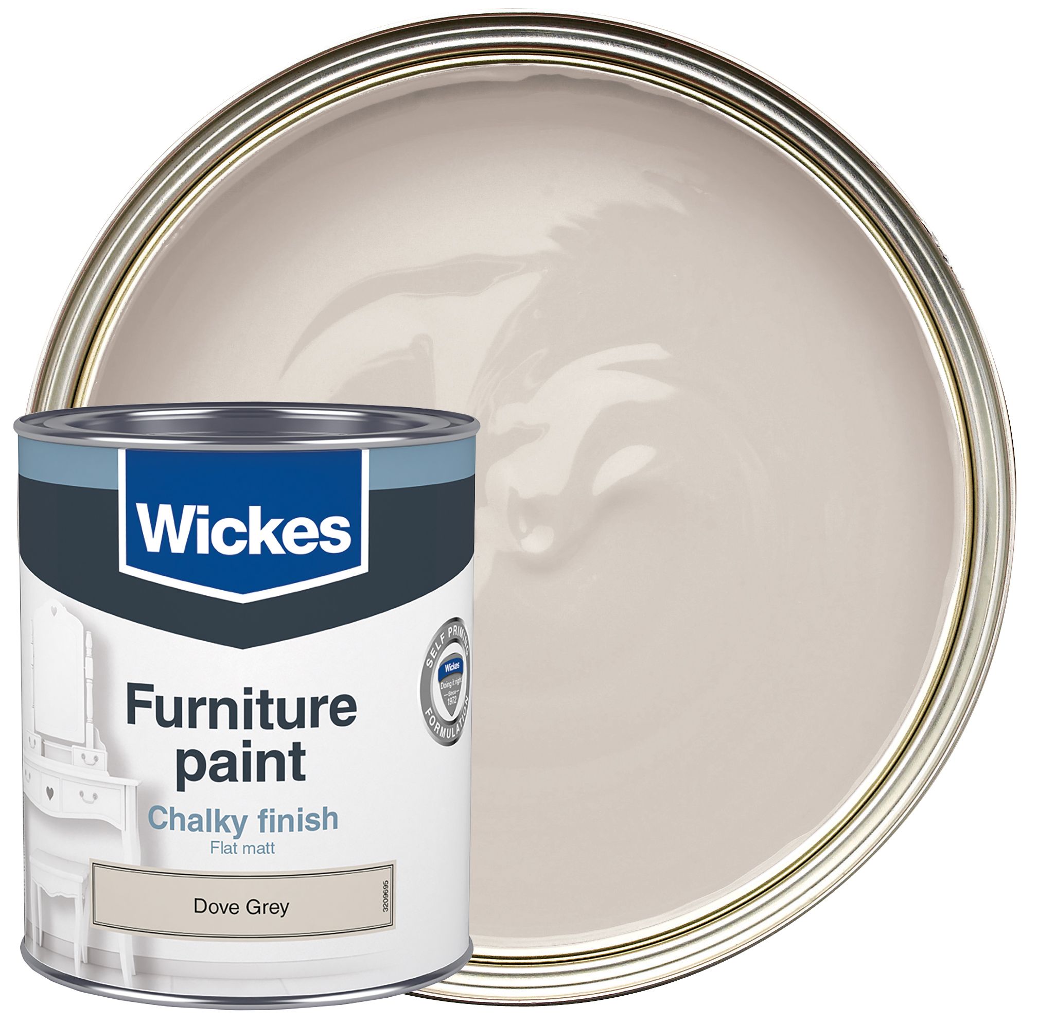 Image of Wickes Flat Matt Furniture Paint - Dove Grey - 750ml