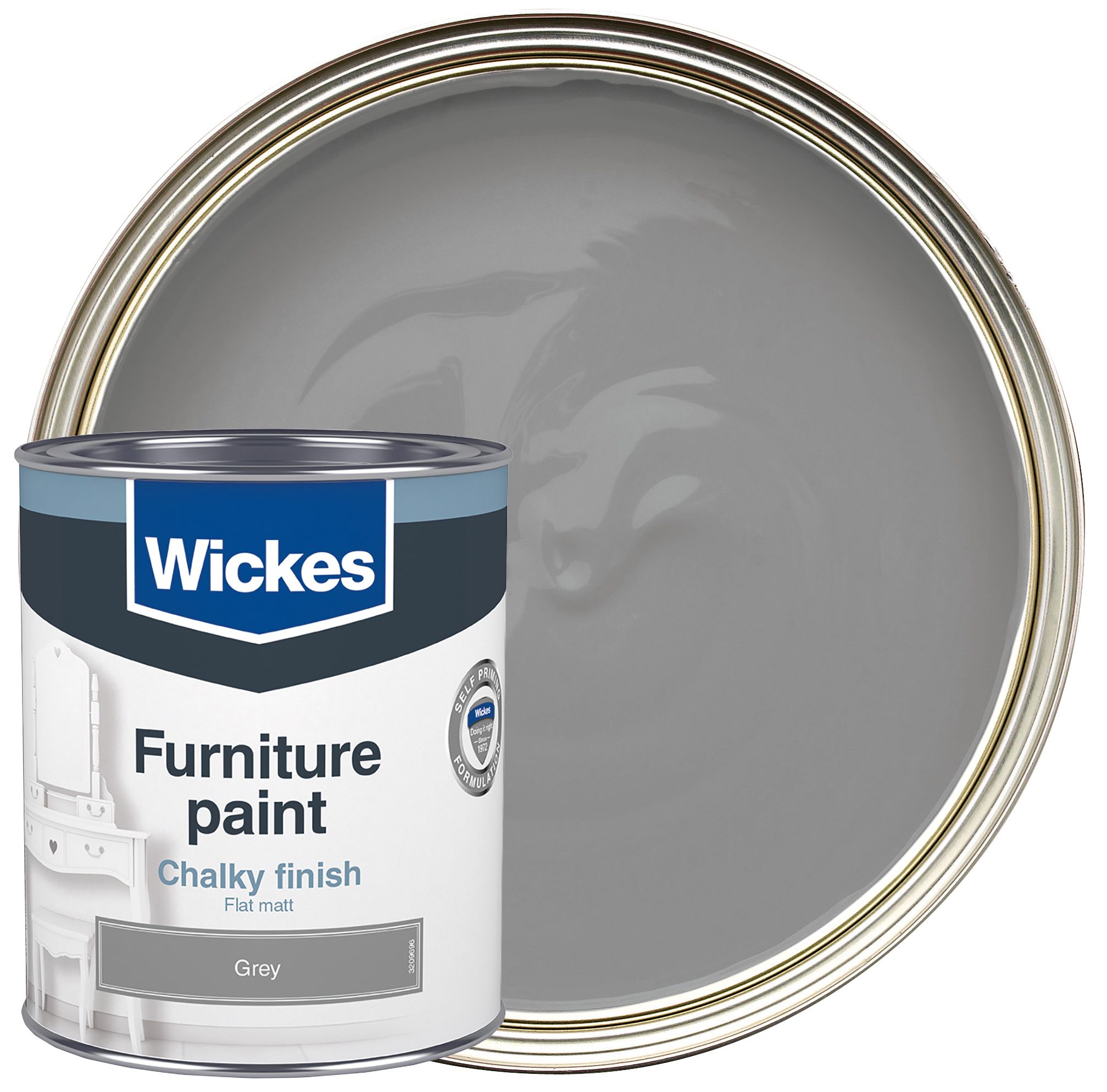 Image of Wickes Flat Matt Furniture Paint - Grey - 750ml