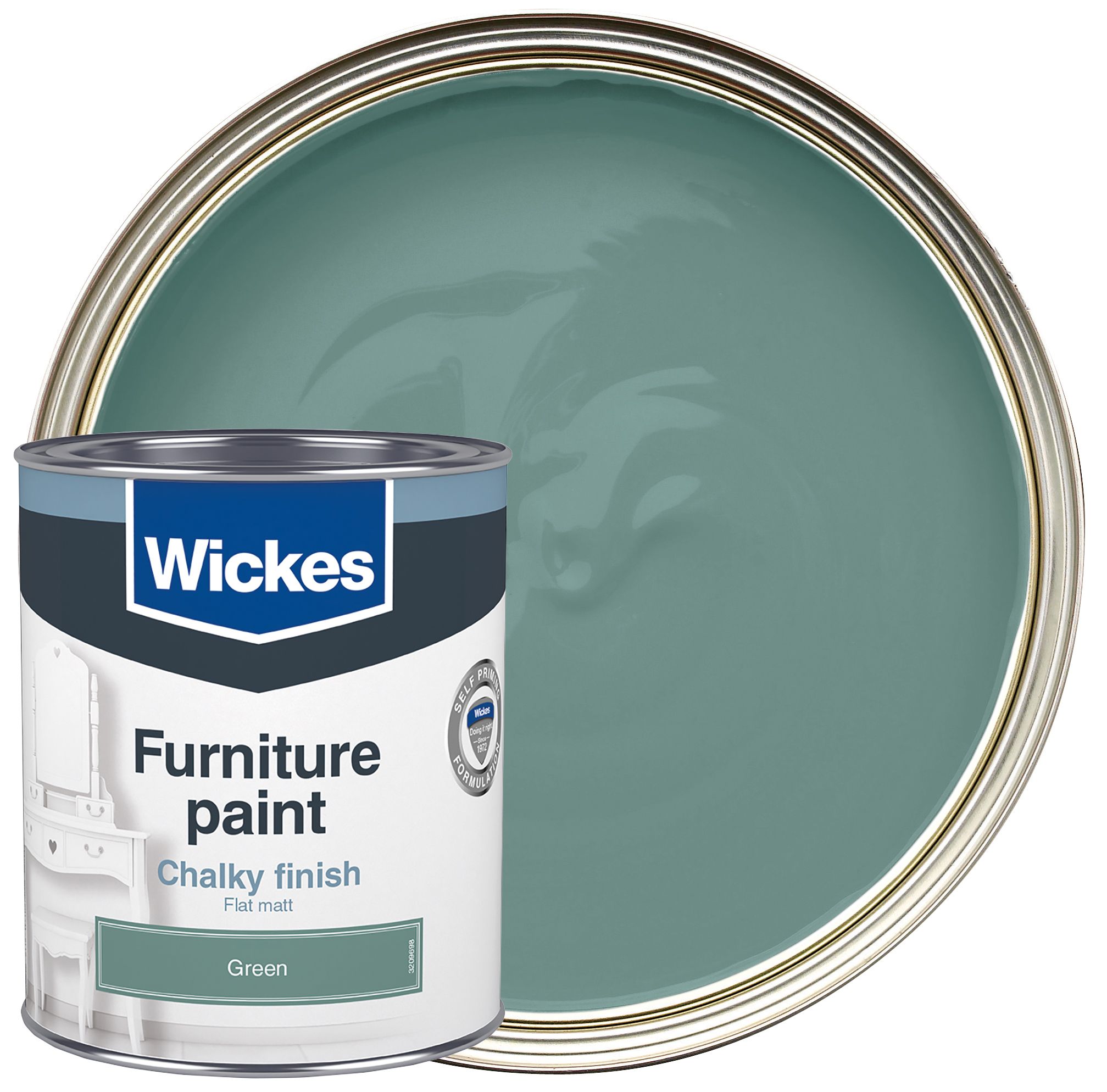 Image of Wickes Flat Matt Furniture Paint - Green - 750ml