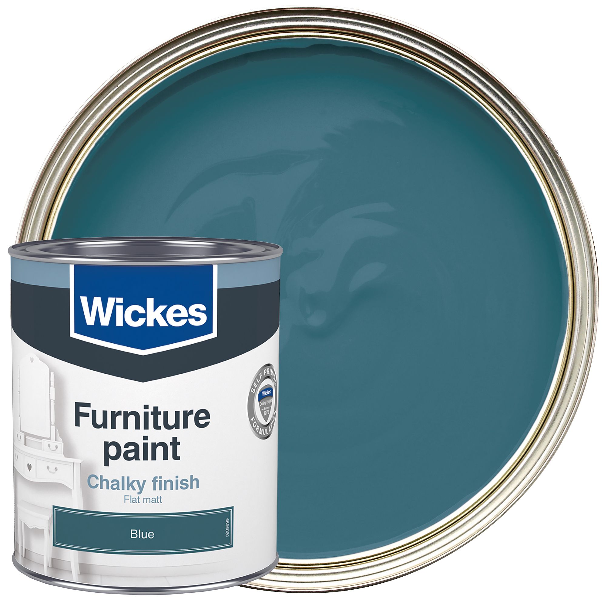 Image of Wickes Flat Matt Furniture Paint - Blue - 750ml
