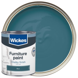 Wickes Flat Matt Furniture Paint - Blue - 750ml