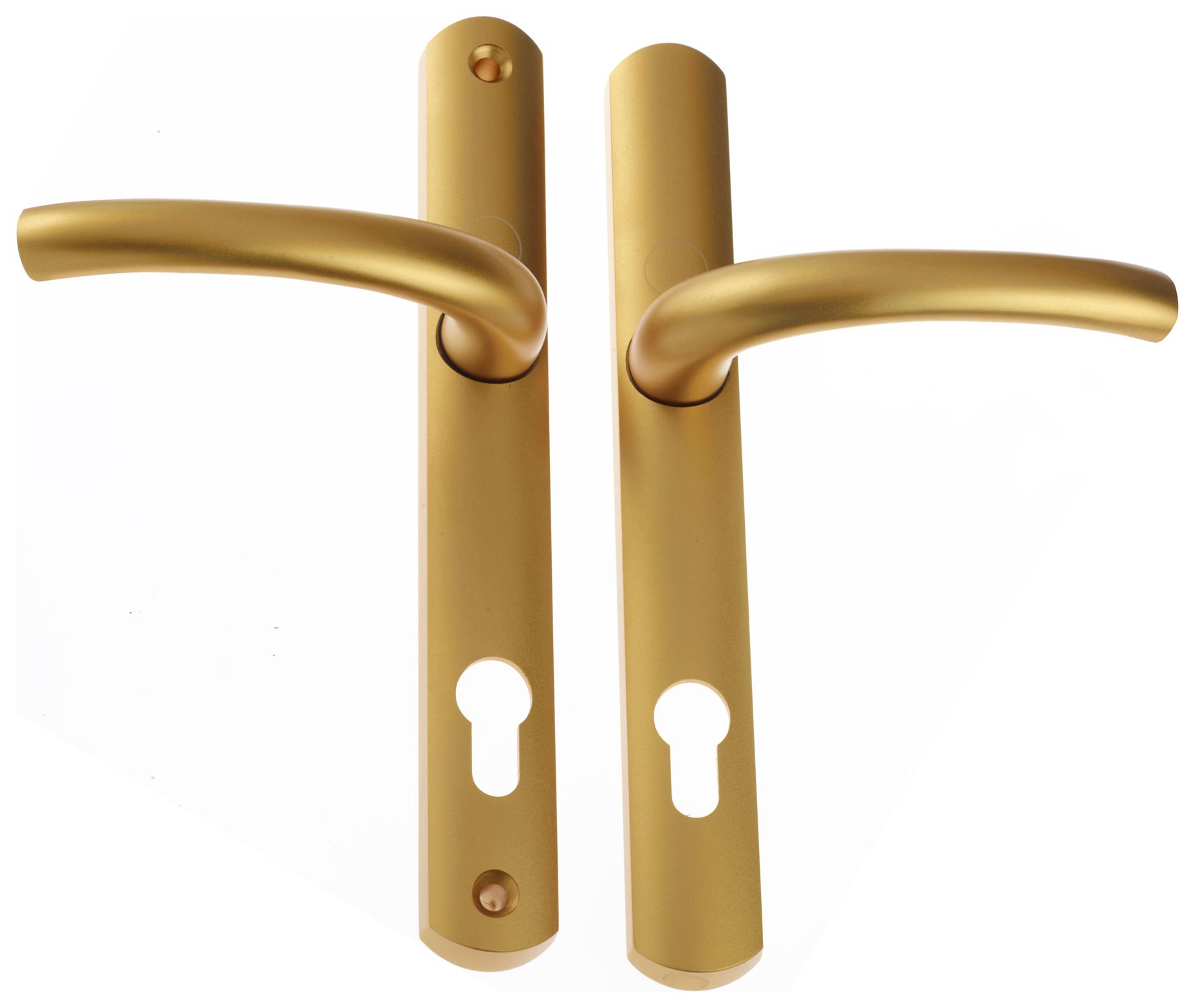 Image of Yale Superior Long Backplate Door Handle - Satin Gold
